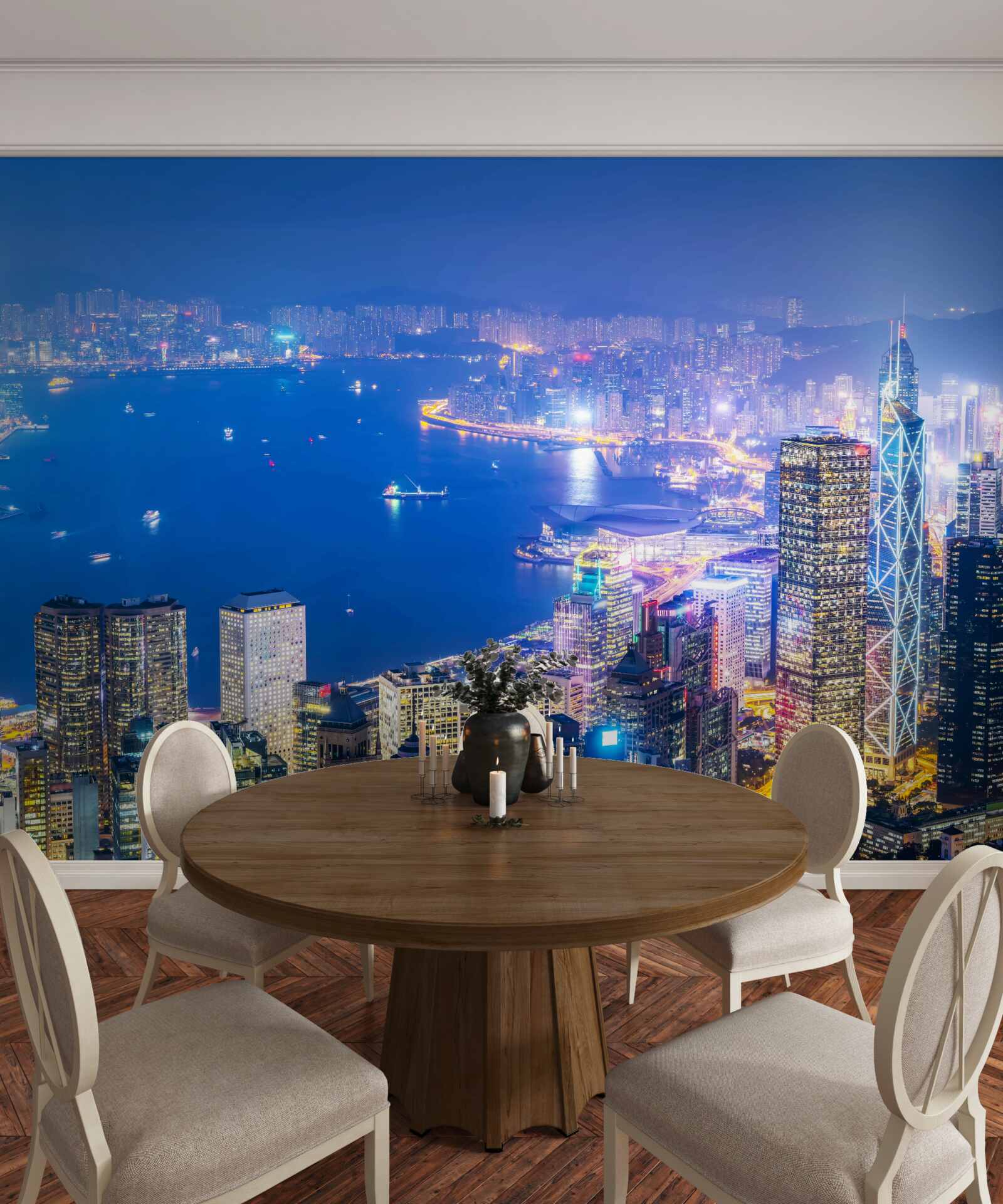 Fototapet peisaj nocturn hipnotizant în hong kong