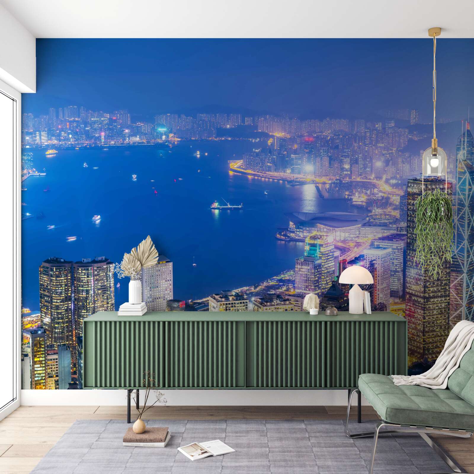 Fototapet peisaj nocturn hipnotizant în hong kong