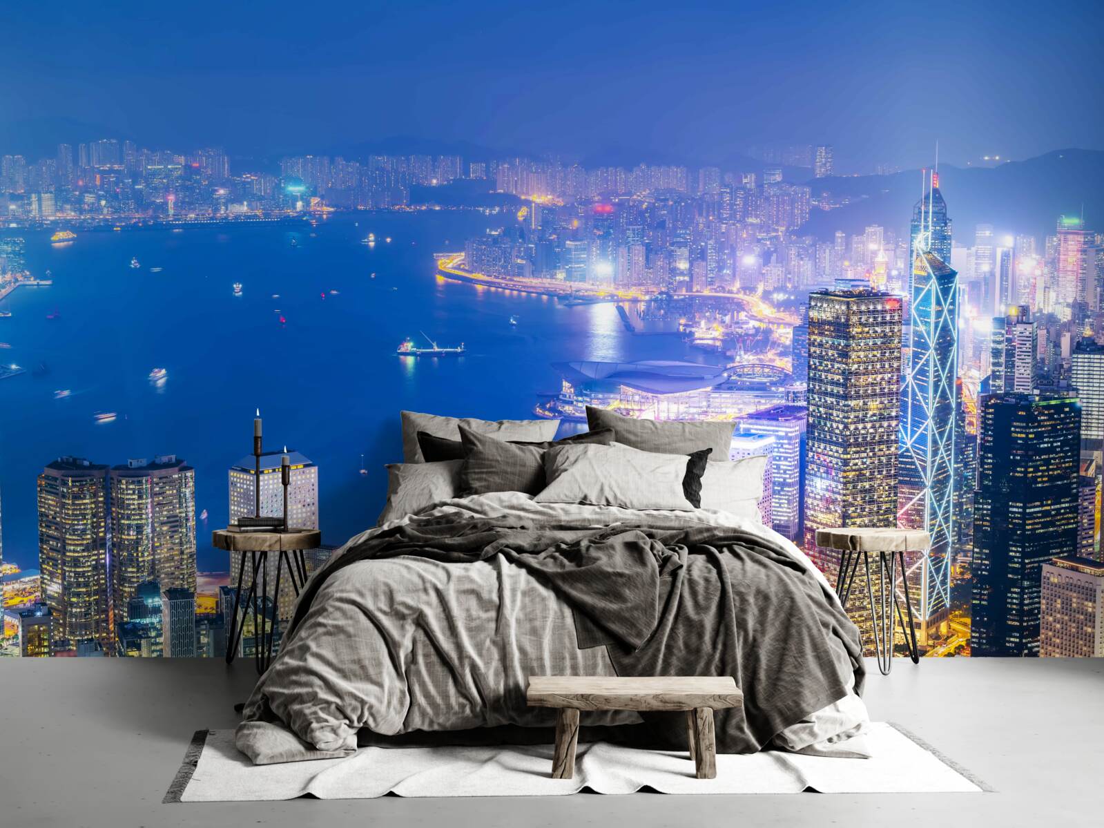 Fototapet peisaj nocturn hipnotizant în hong kong