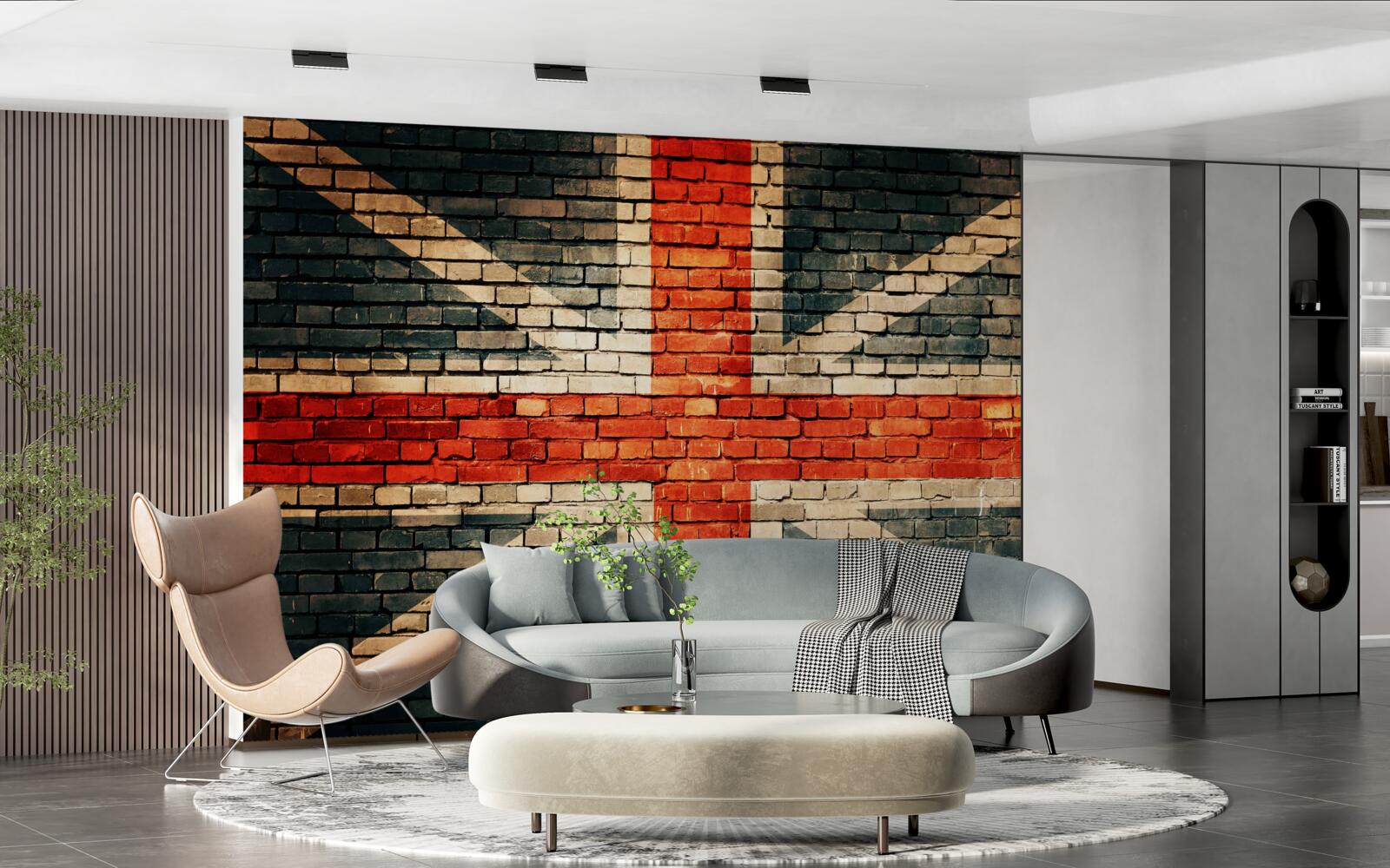 Fototapet steag britanic pe un zid de cărămidă