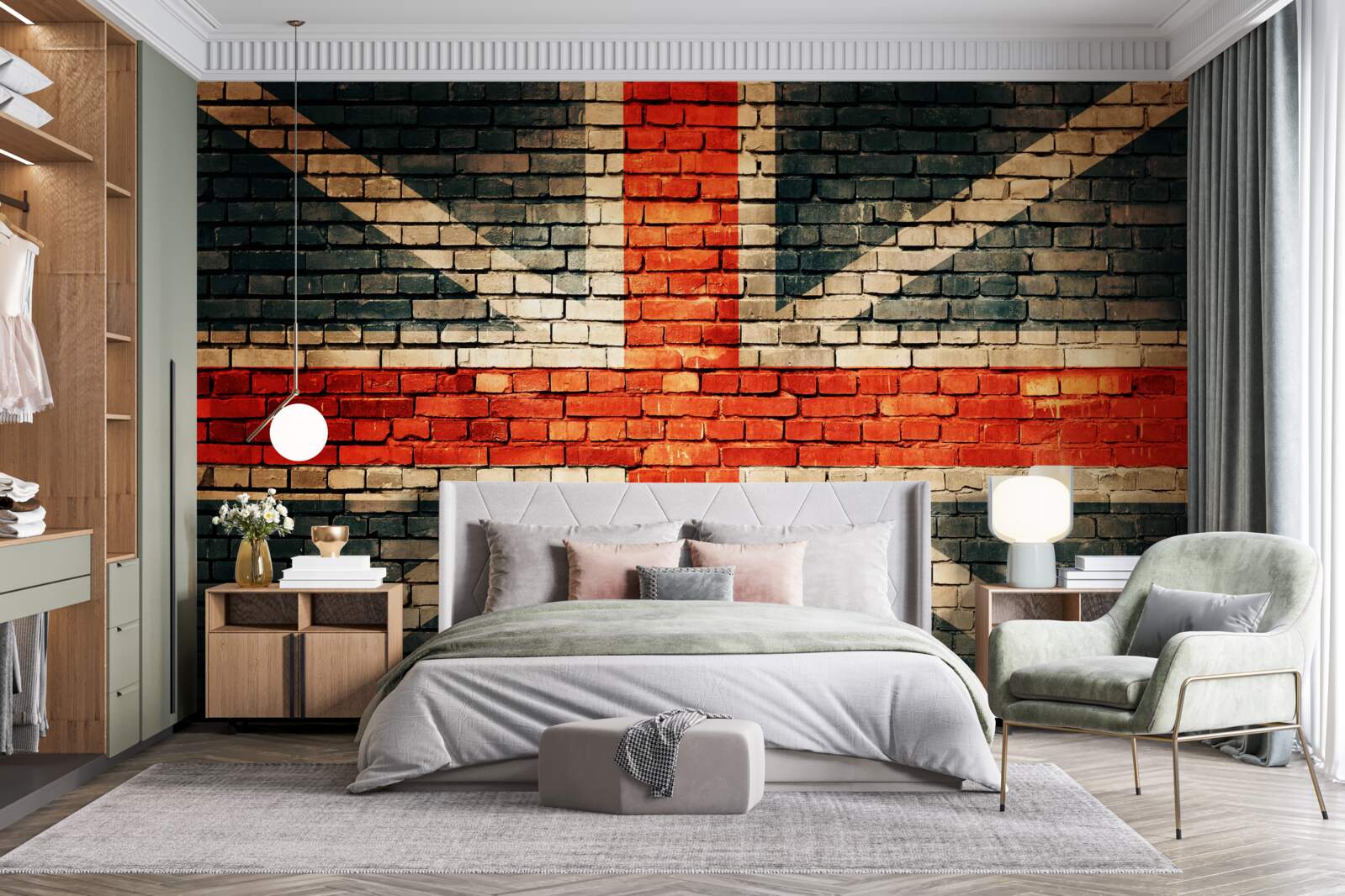 Fototapet steag britanic pe un zid de cărămidă