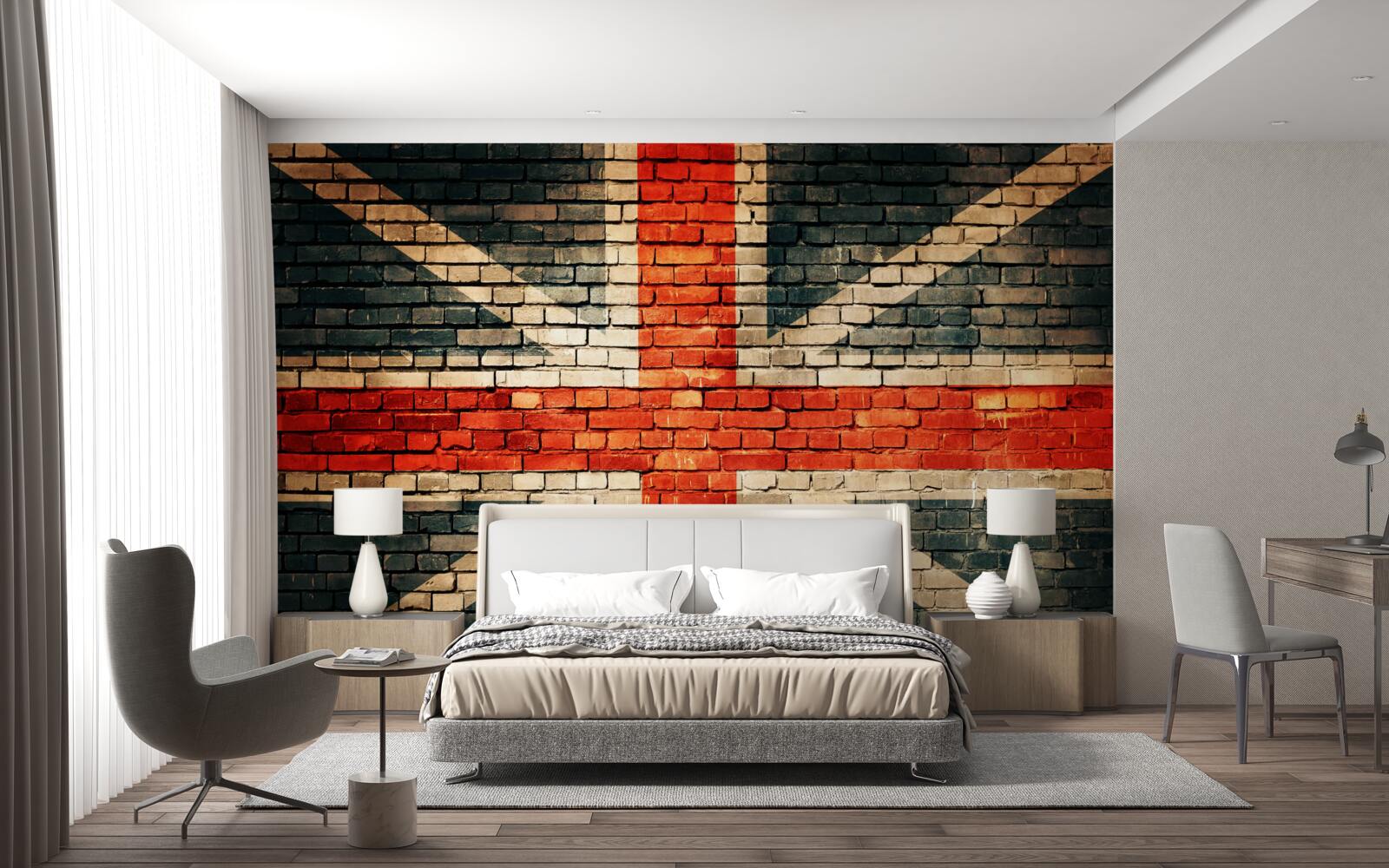 Fototapet steag britanic pe un zid de cărămidă