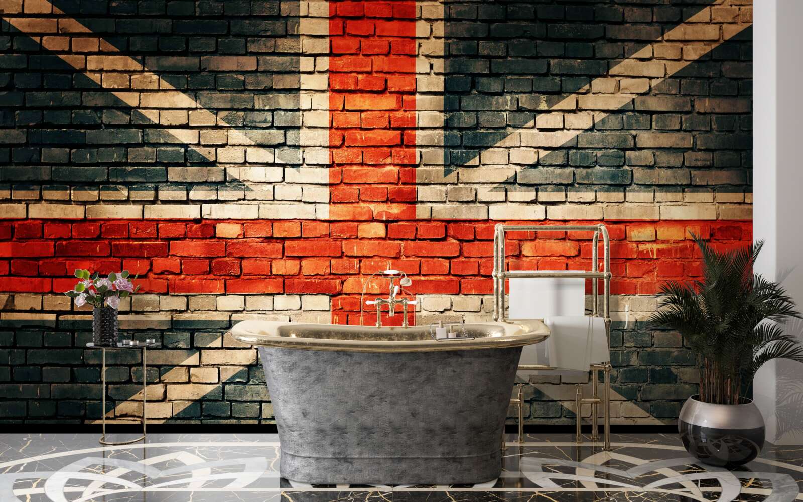 Fototapet steag britanic pe un zid de cărămidă