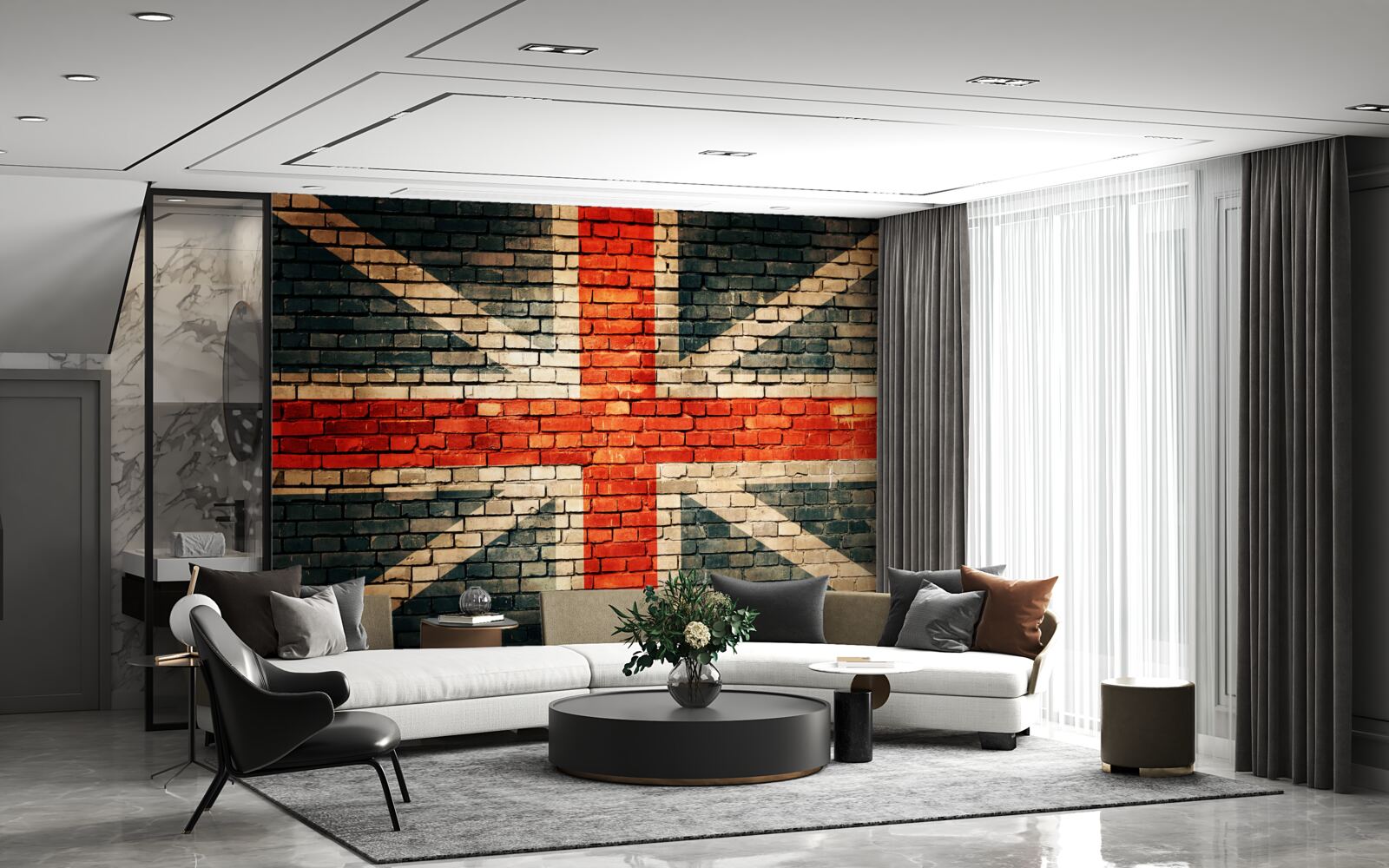 Fototapet steag britanic pe un zid de cărămidă