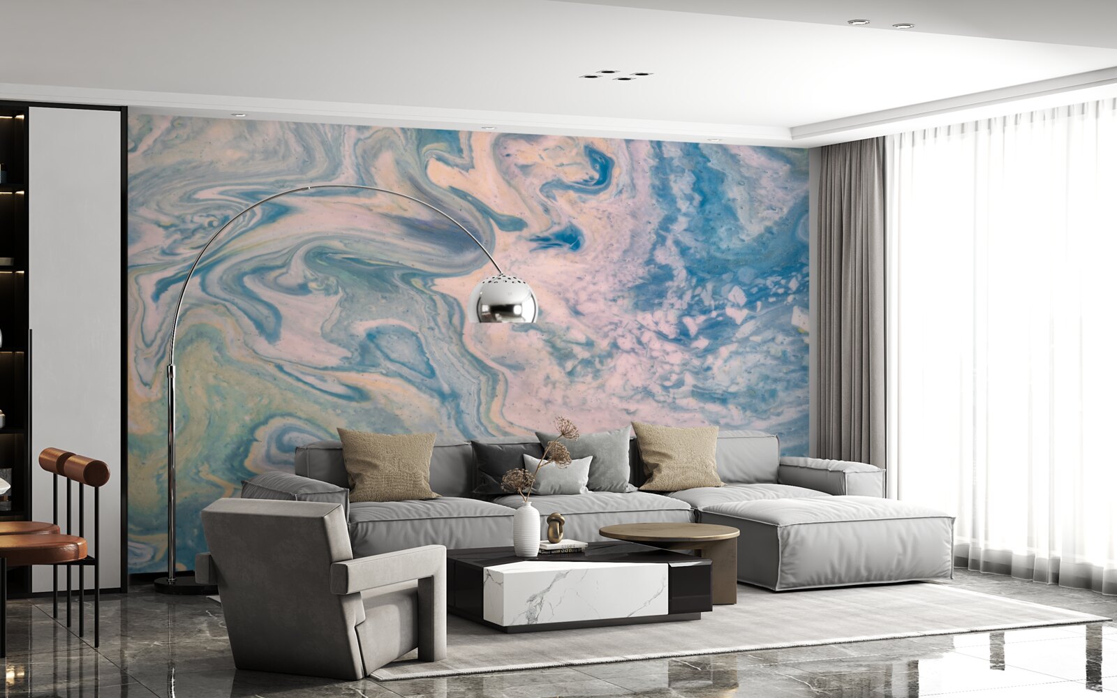 Fototapet linii abstracte multicolore care urmează traiectorii netede