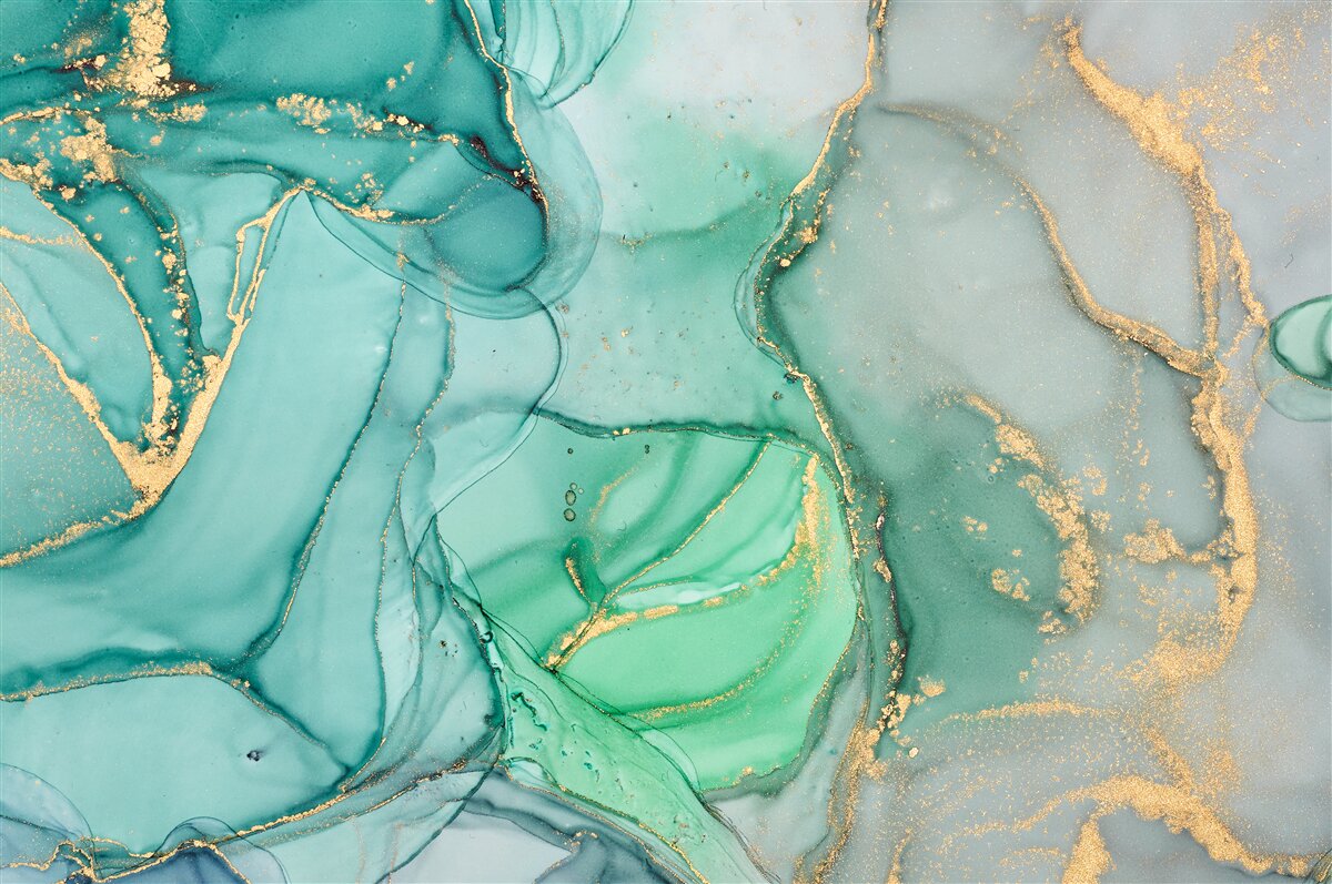 Fototapet smarald abstract cu tonuri aurii