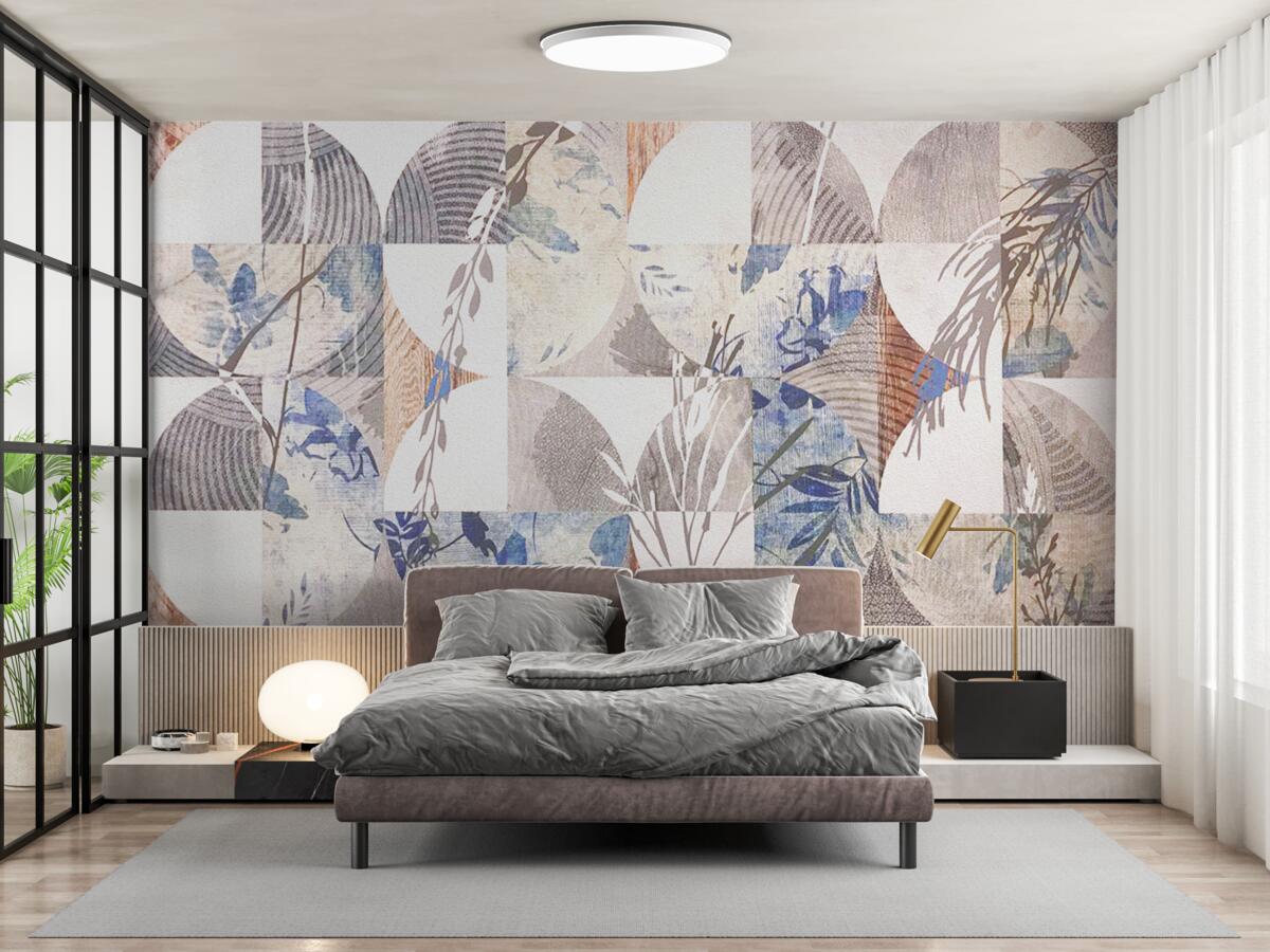 Fototapet fundal abstract cu printuri de frunze de toamnă