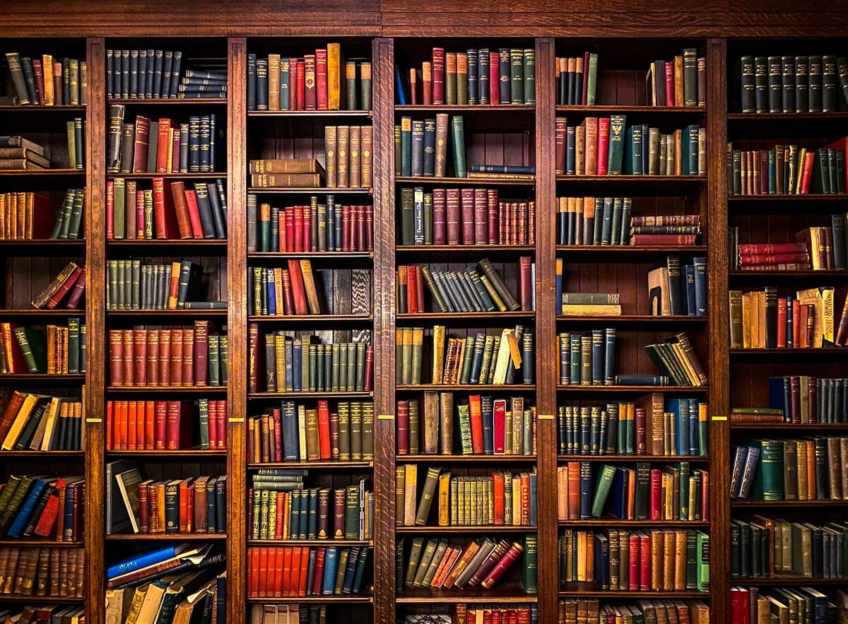 Fototapet bibliotecă extinsă cu cărți