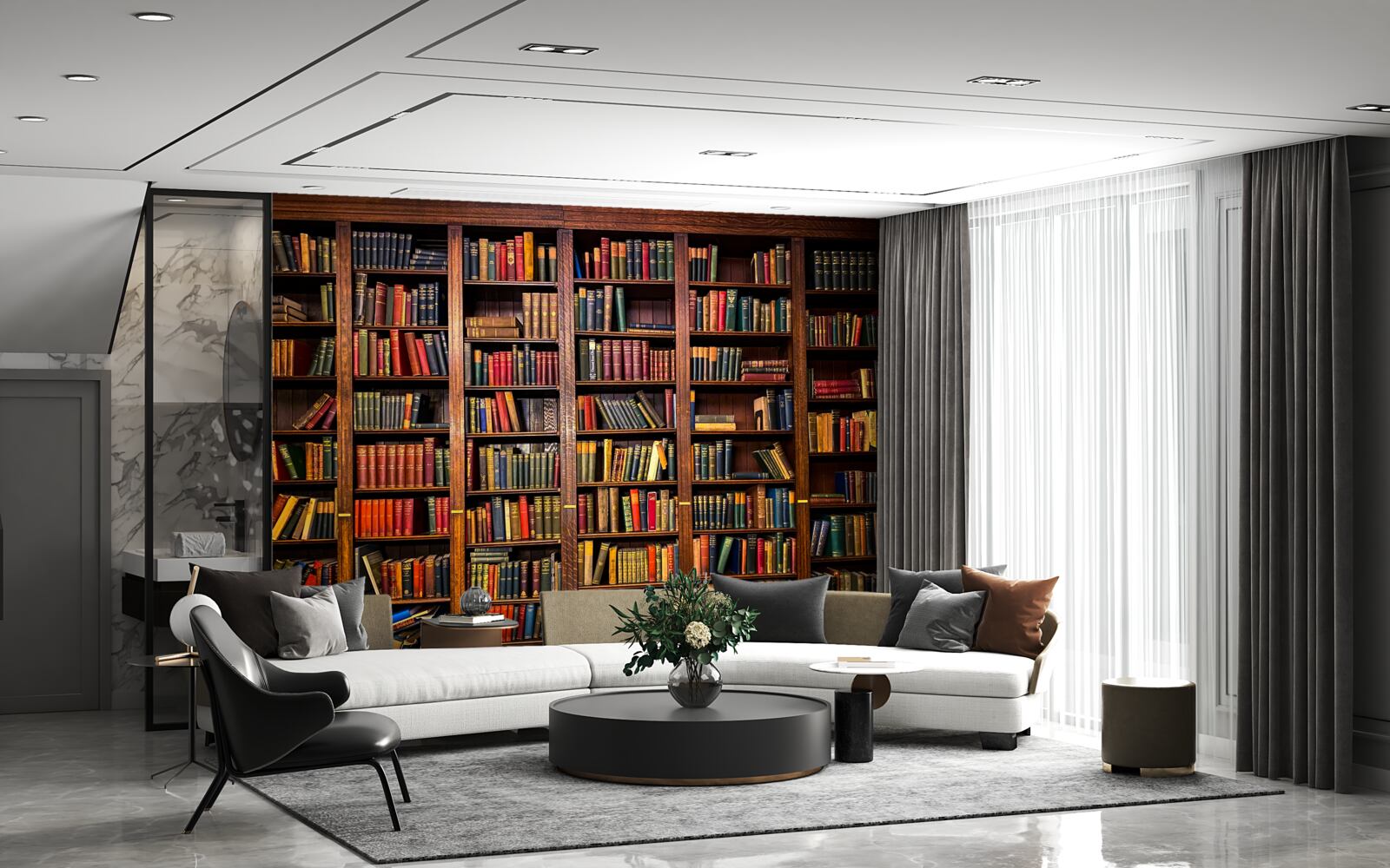 Fototapet bibliotecă extinsă cu cărți
