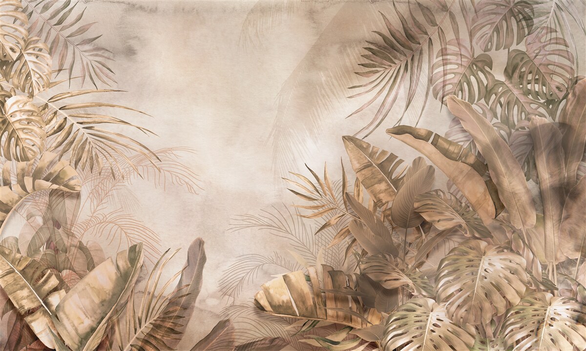 Fototapet monstera și palmierii cresc în pădurile tropicale