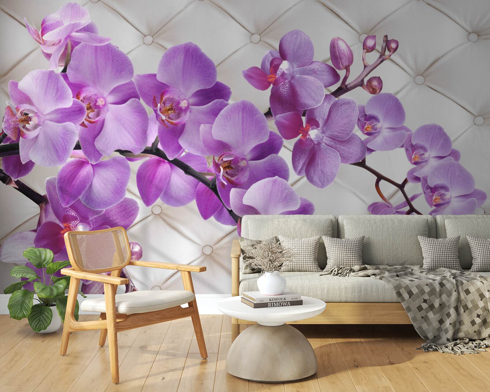 Fototapet textura include ramuri de orhidee liliac