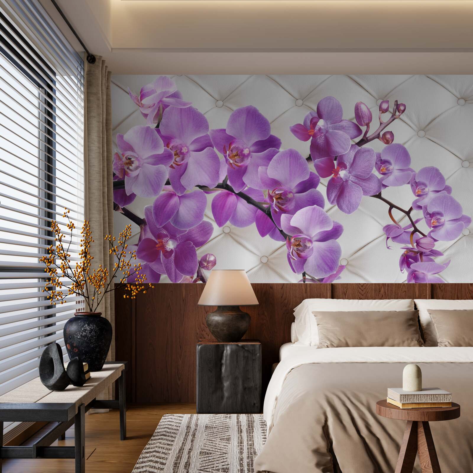 Fototapet textura include ramuri de orhidee liliac