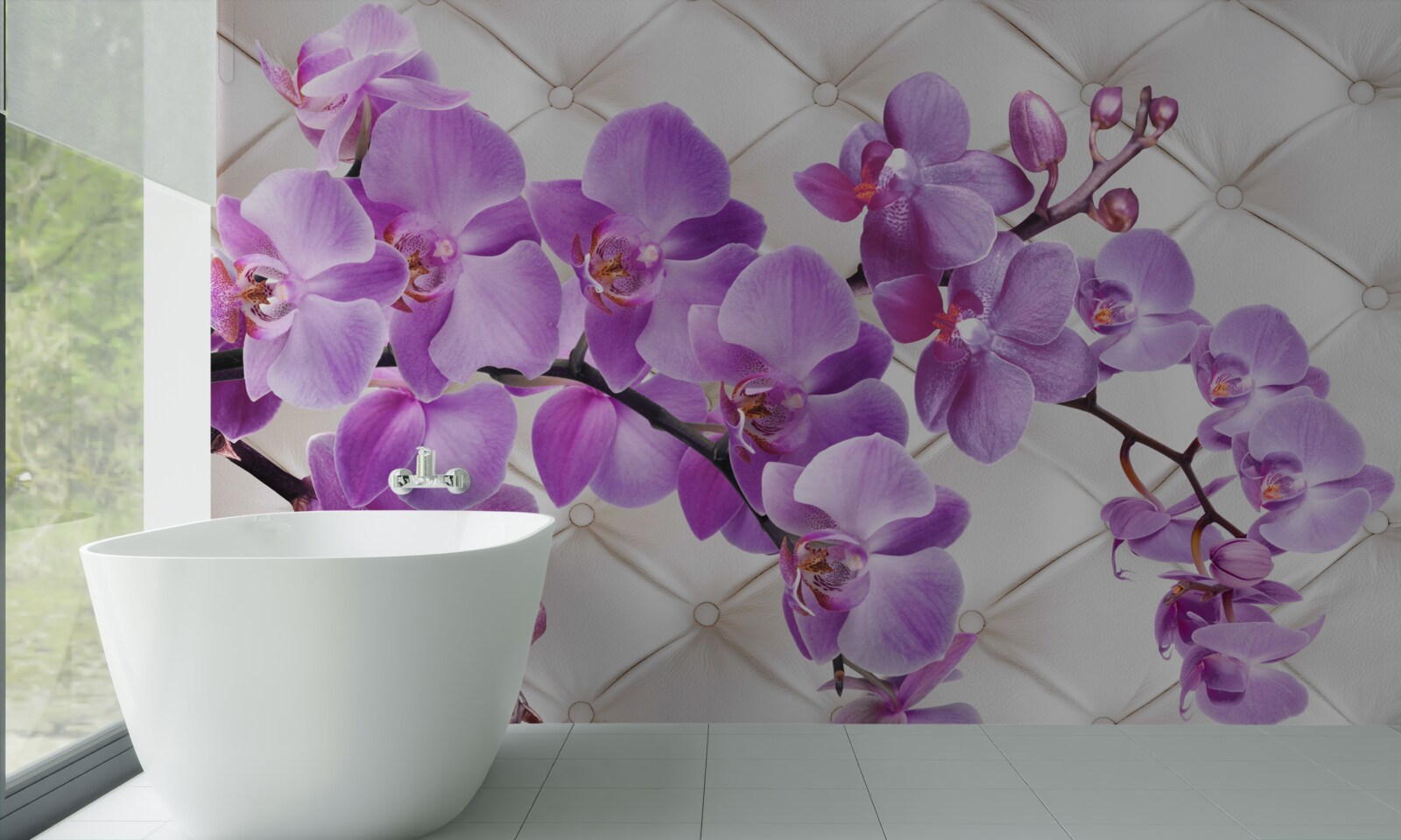 Fototapet textura include ramuri de orhidee liliac