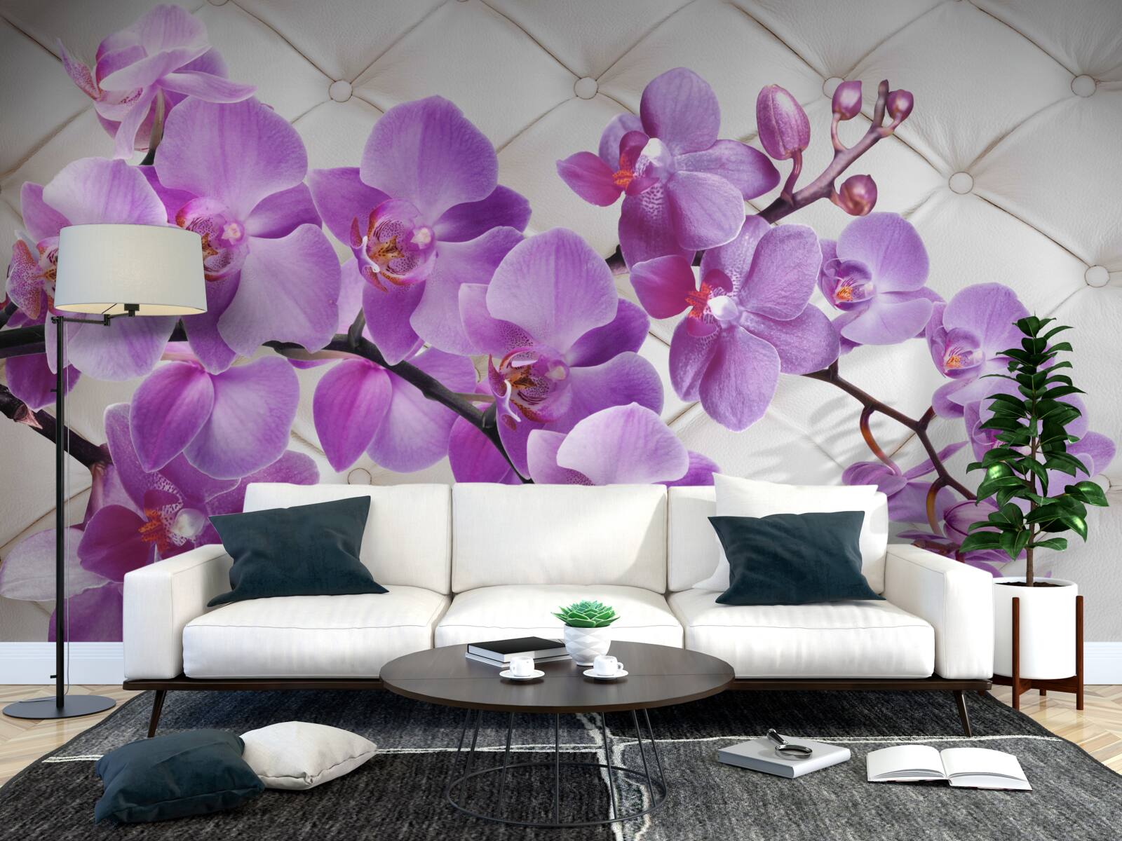 Fototapet textura include ramuri de orhidee liliac