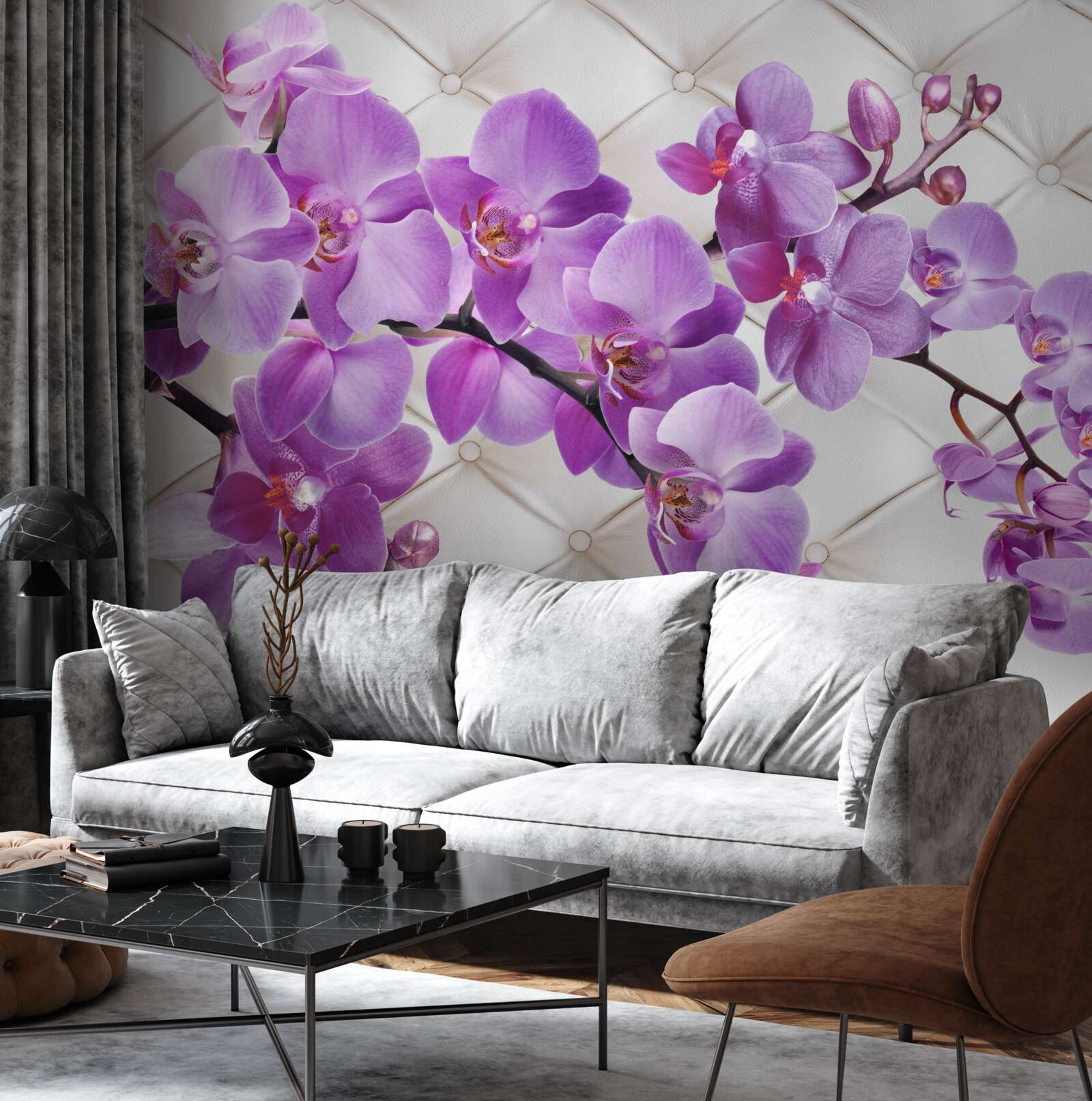 Fototapet textura include ramuri de orhidee liliac