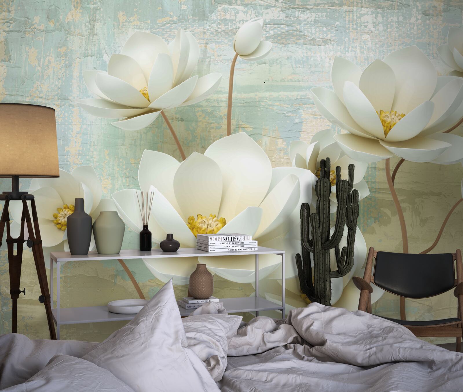 Fototapet ramurile magnoliei înfloresc alb