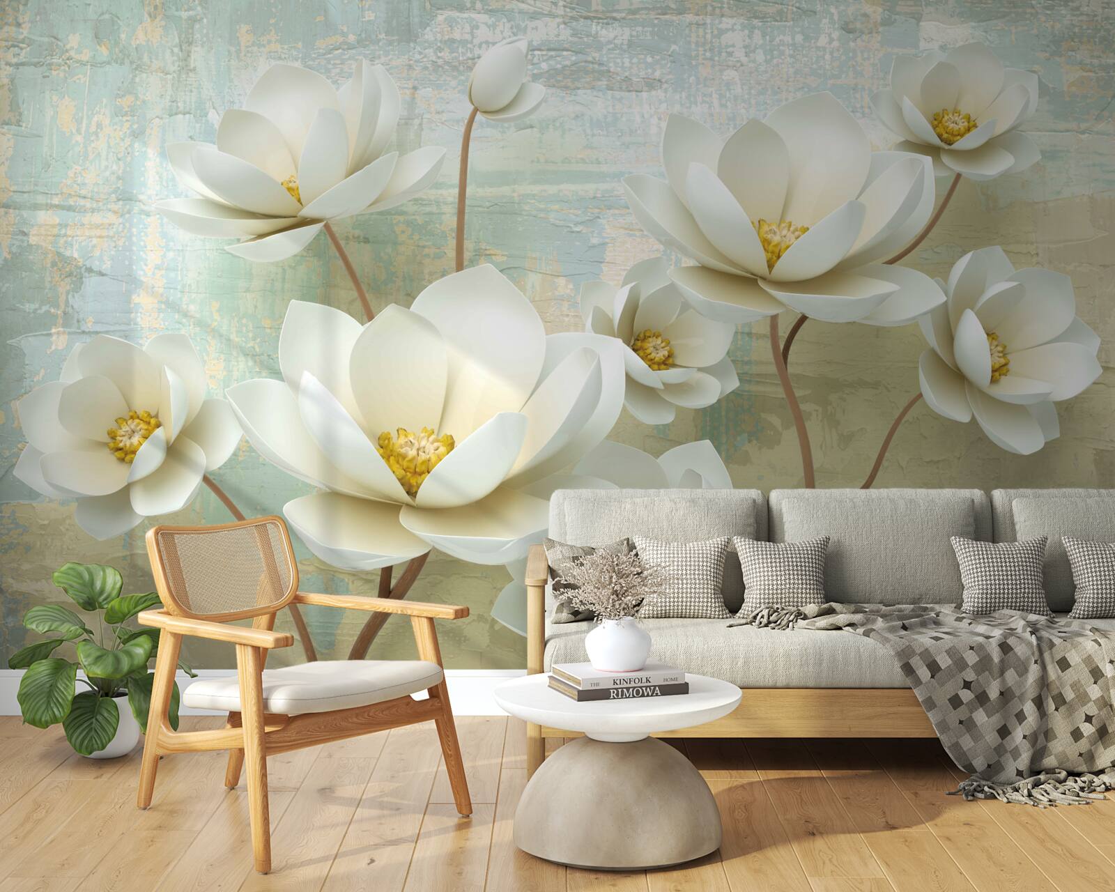 Fototapet ramurile magnoliei înfloresc alb