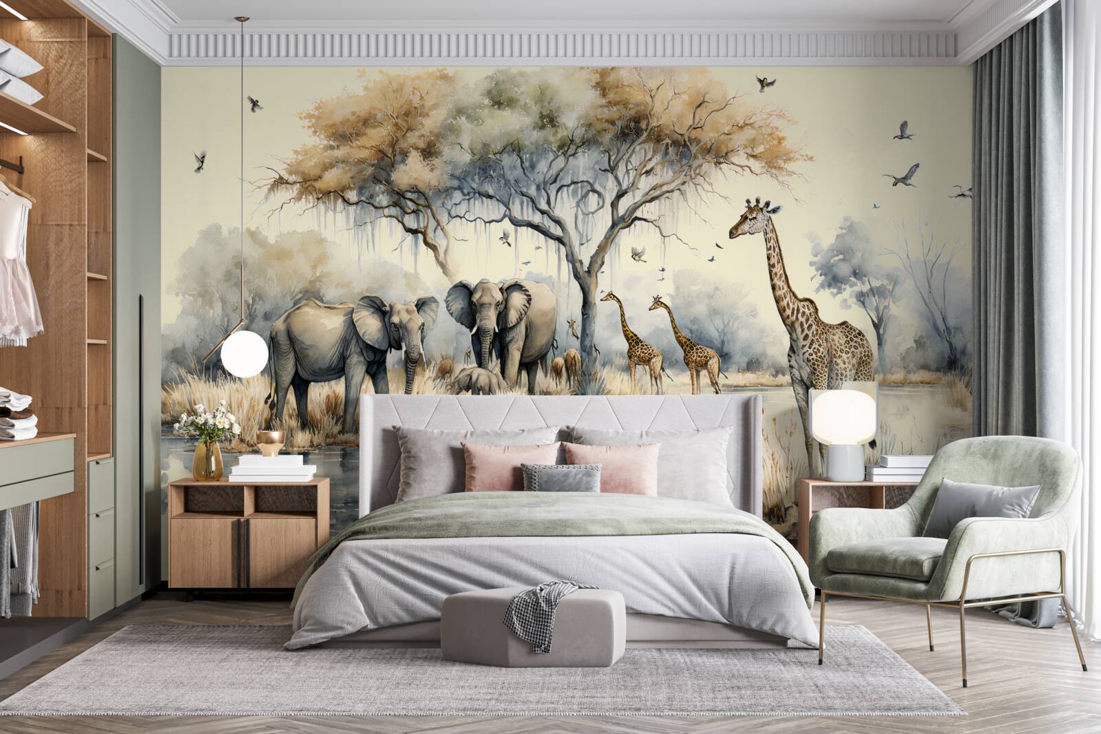 Fototapet animale africane lângă iaz