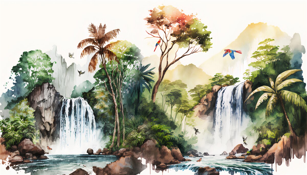 Fototapet există cascade în pădurea tropicală