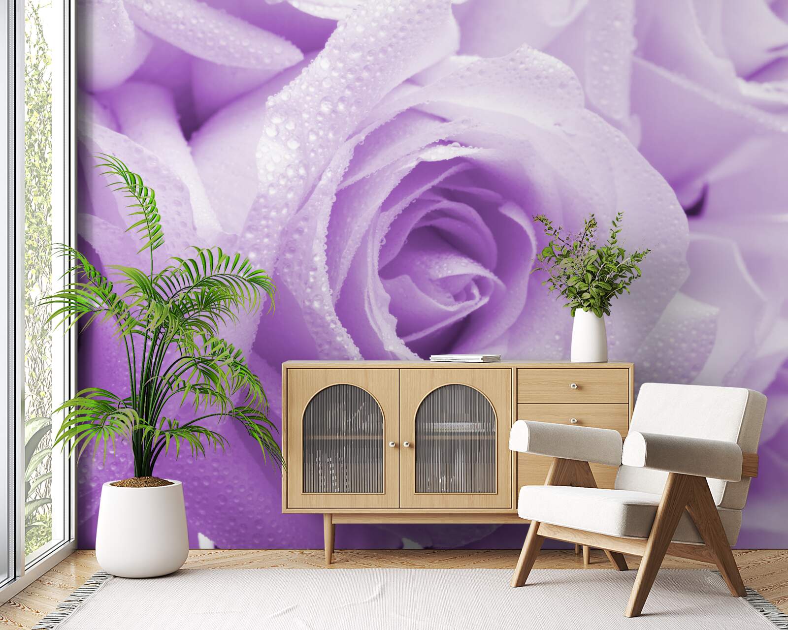 Fototapet prim-plan de flori roz liliac