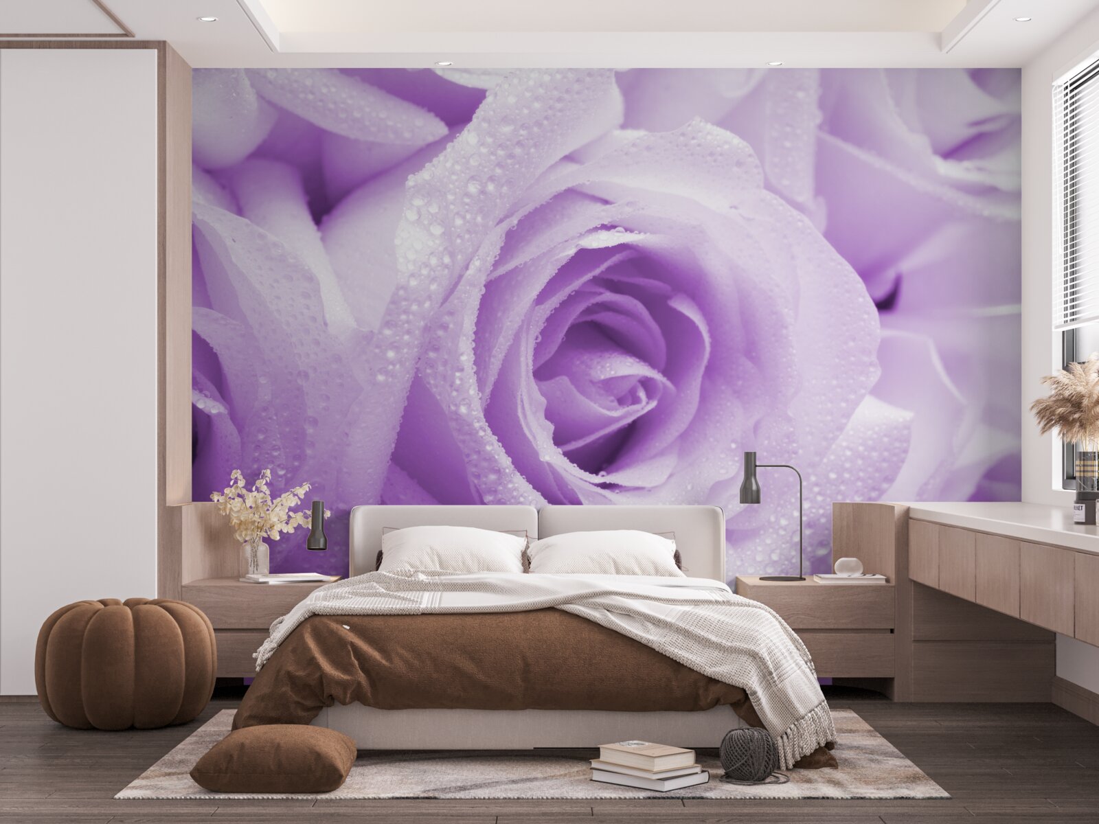 Fototapet prim-plan de flori roz liliac