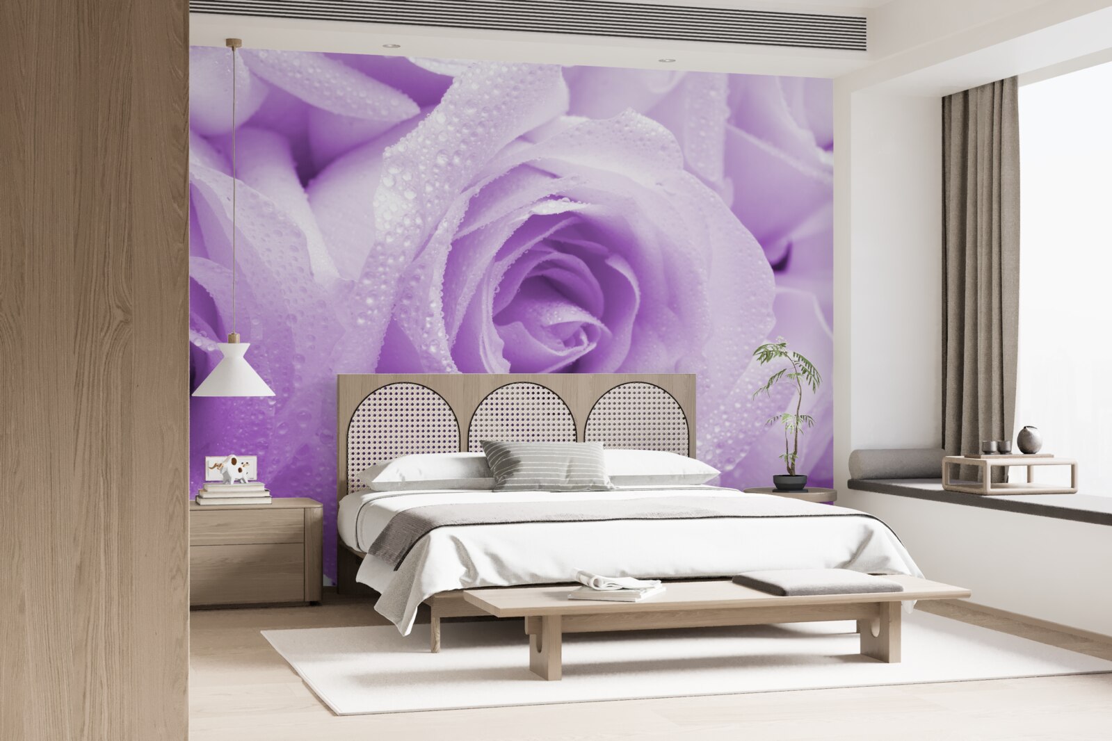Fototapet prim-plan de flori roz liliac