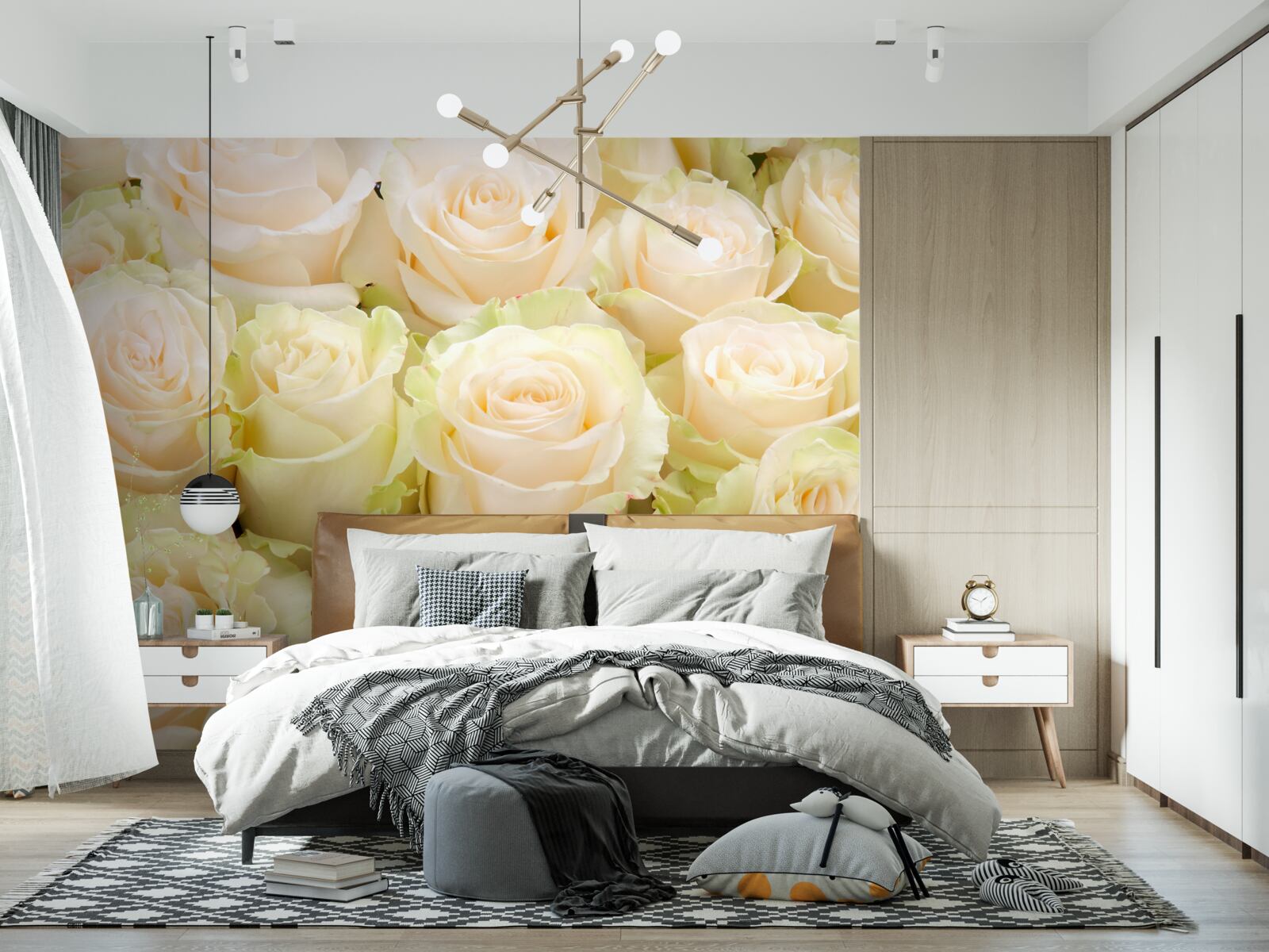 Fototapet rezumat de flori bej delicate