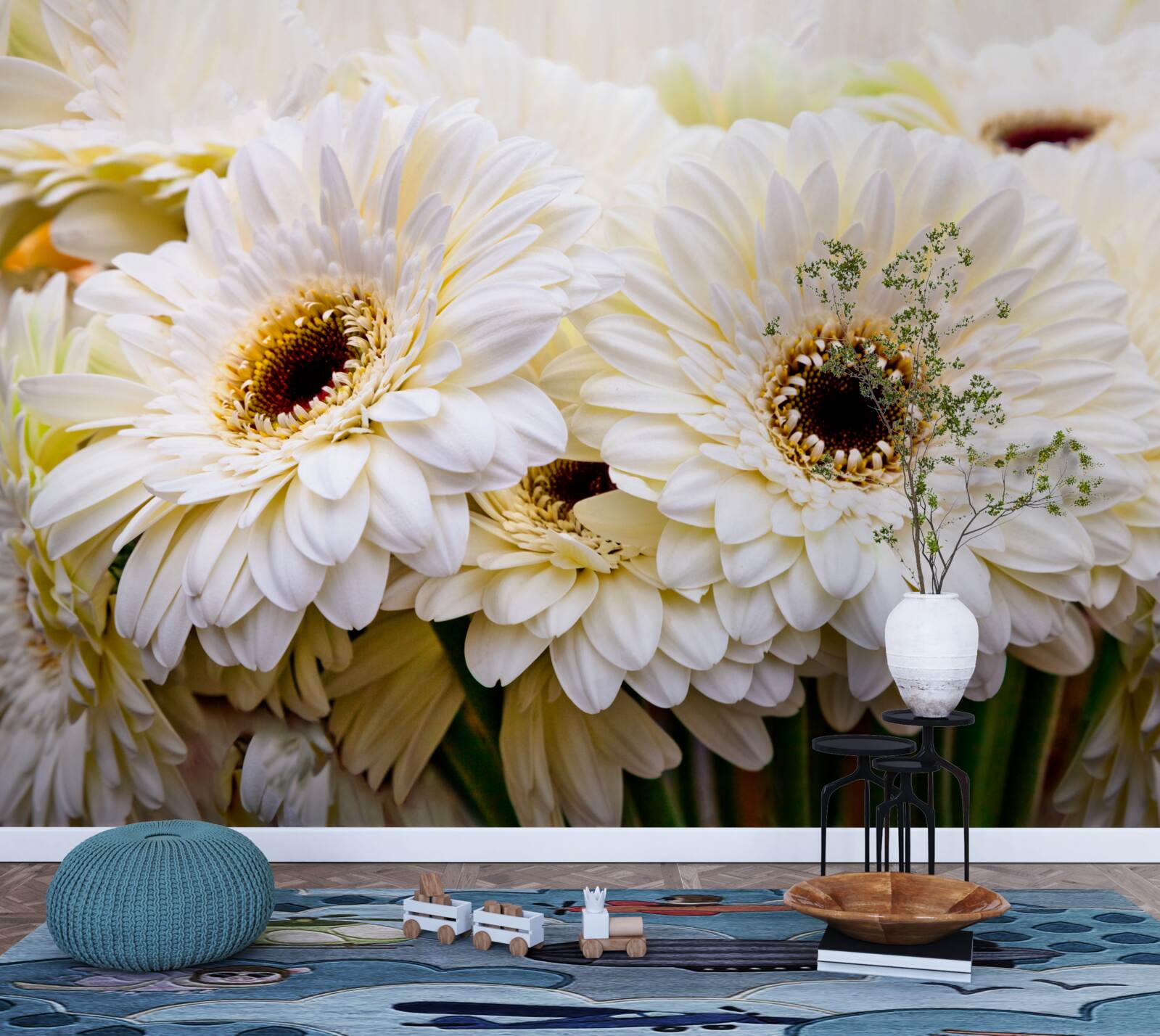 Fototapet colecție de gerbera albe ca zăpada