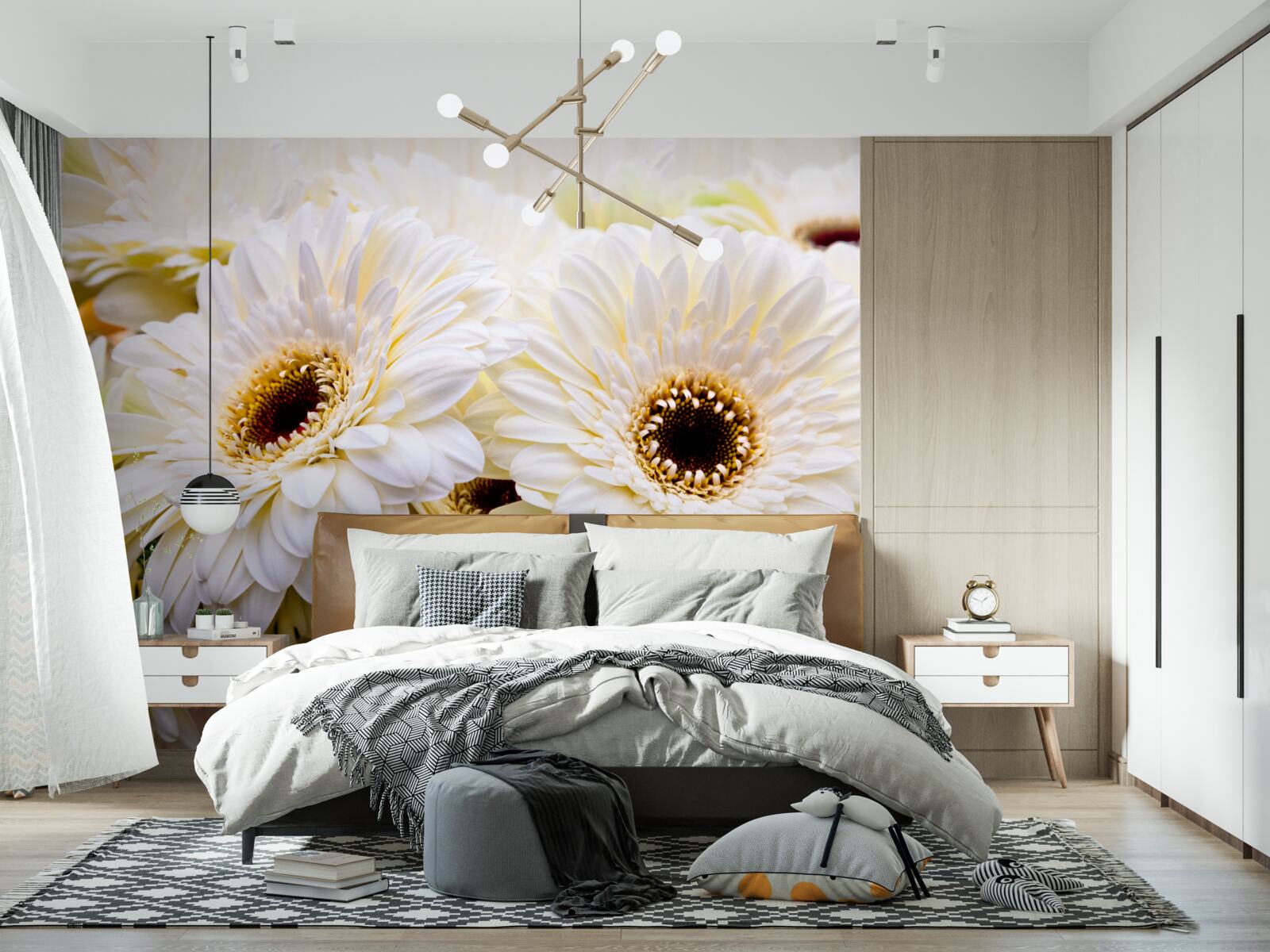Fototapet colecție de gerbera albe ca zăpada