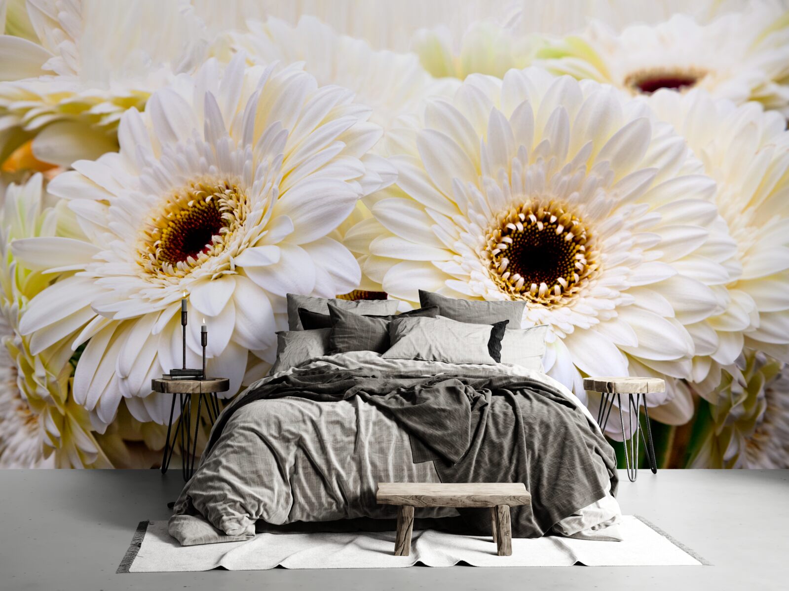 Fototapet colecție de gerbera albe ca zăpada