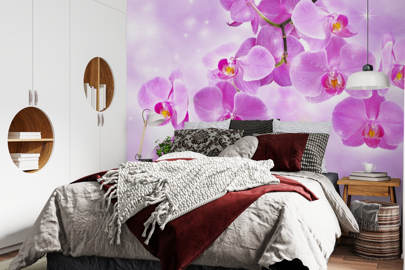 Fototapet orhidee în nuanțe de liliac, decolorată, înclinată