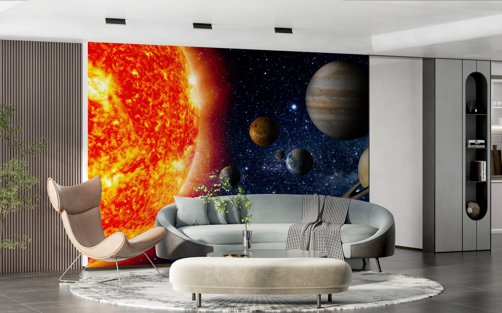 Fototapet planete și soare în univers