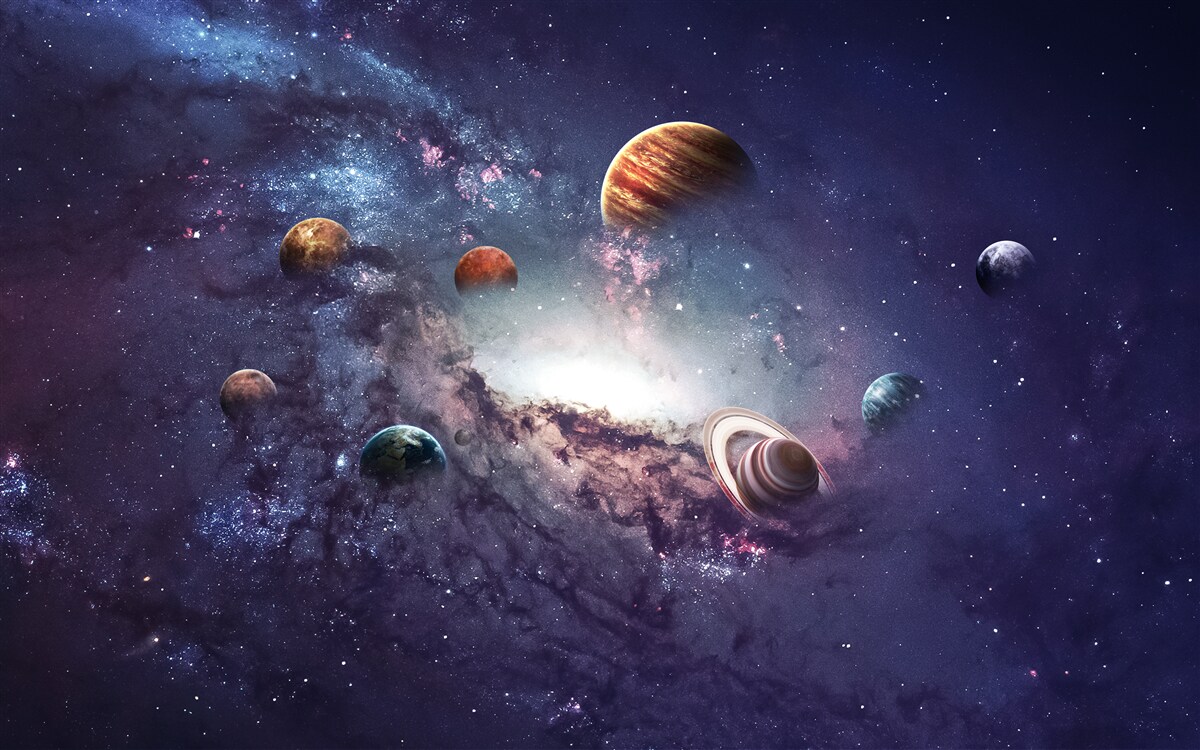 Fototapet dimensiunile planetelor din galaxie