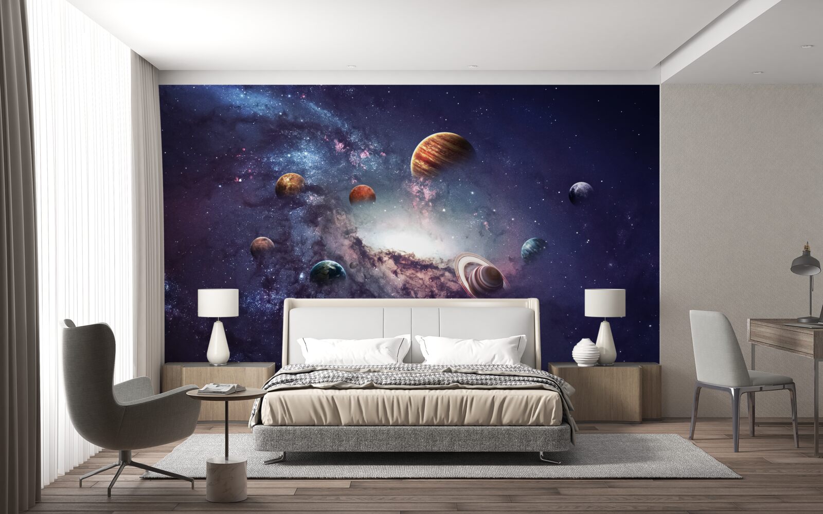 Fototapet dimensiunile planetelor din galaxie
