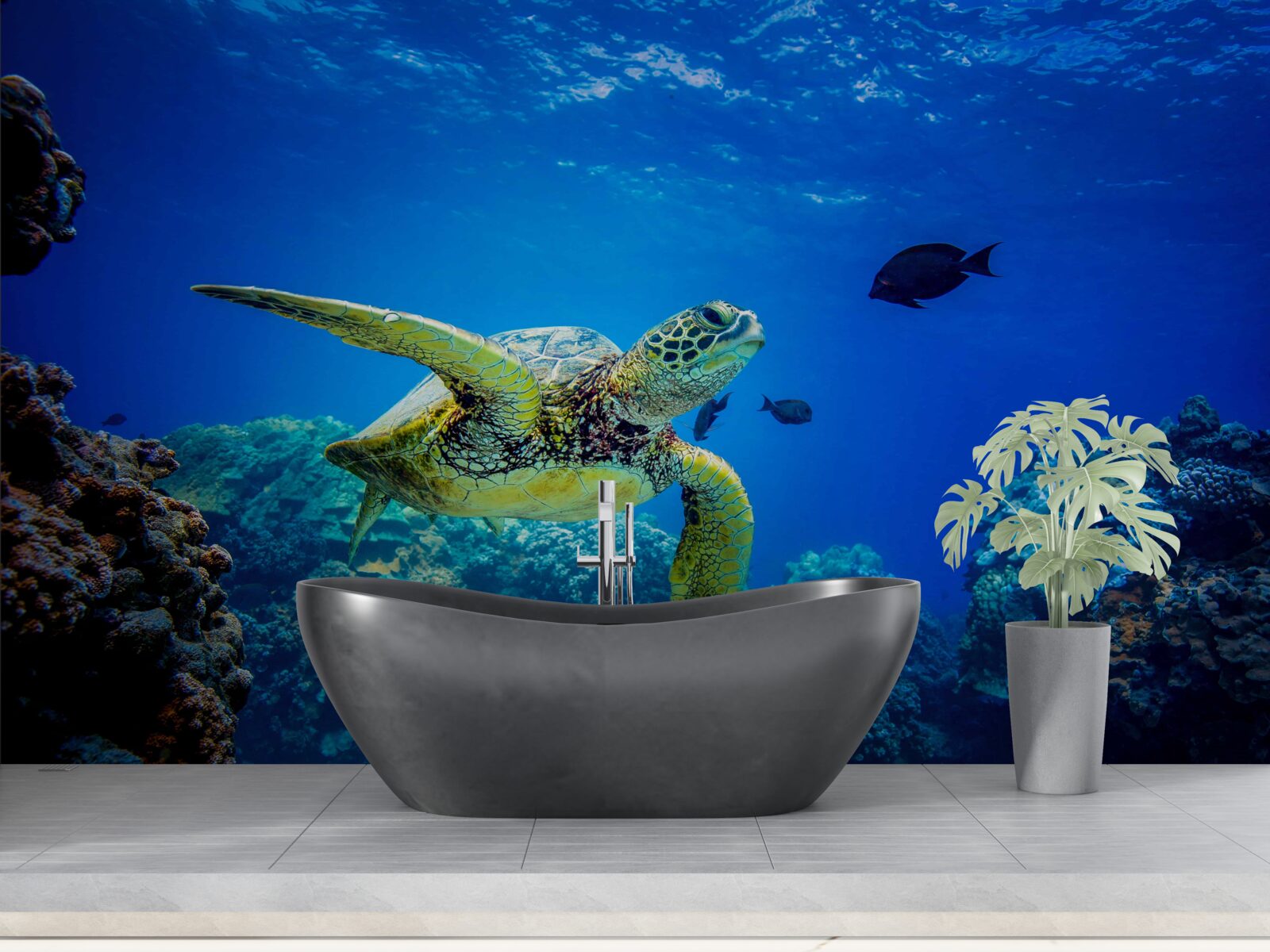 Fototapet țestoasa de mare verde înoată în ocean