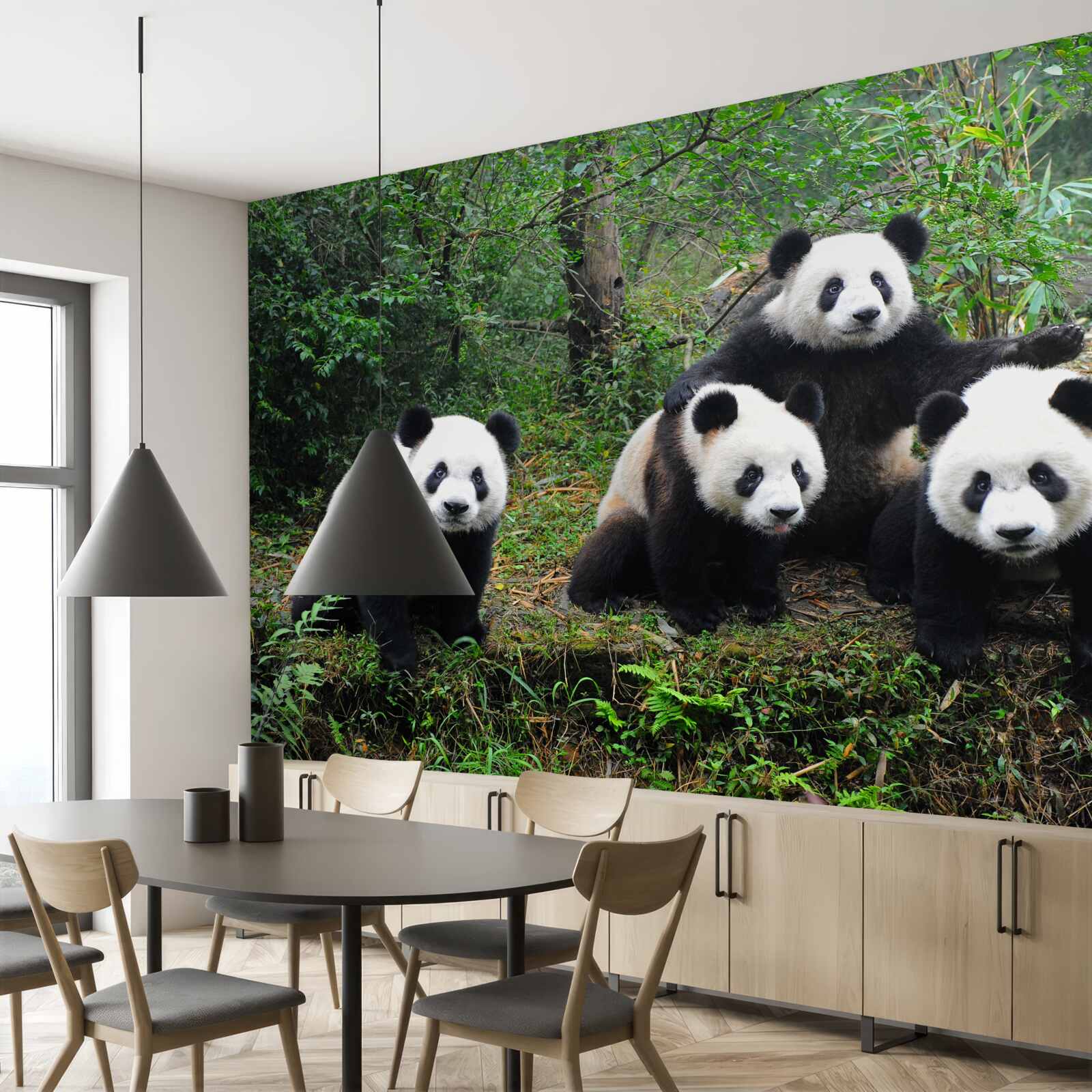 Fototapet o familie odihnitoare de panda adorabili