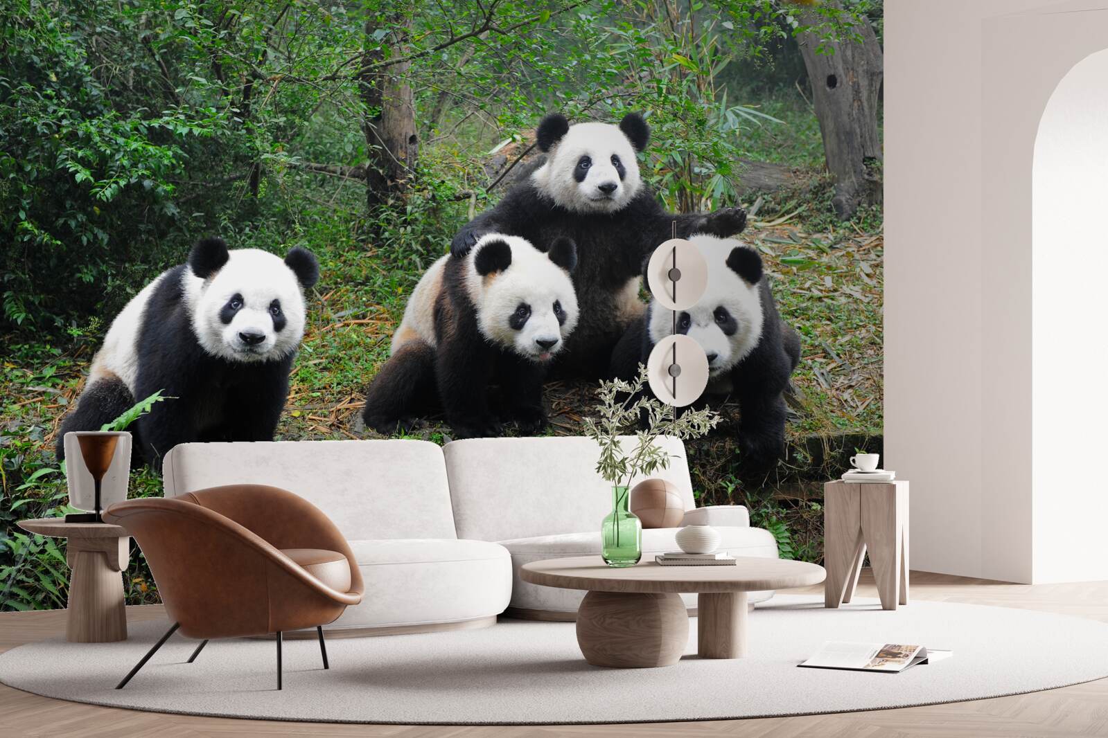 Fototapet o familie odihnitoare de panda adorabili