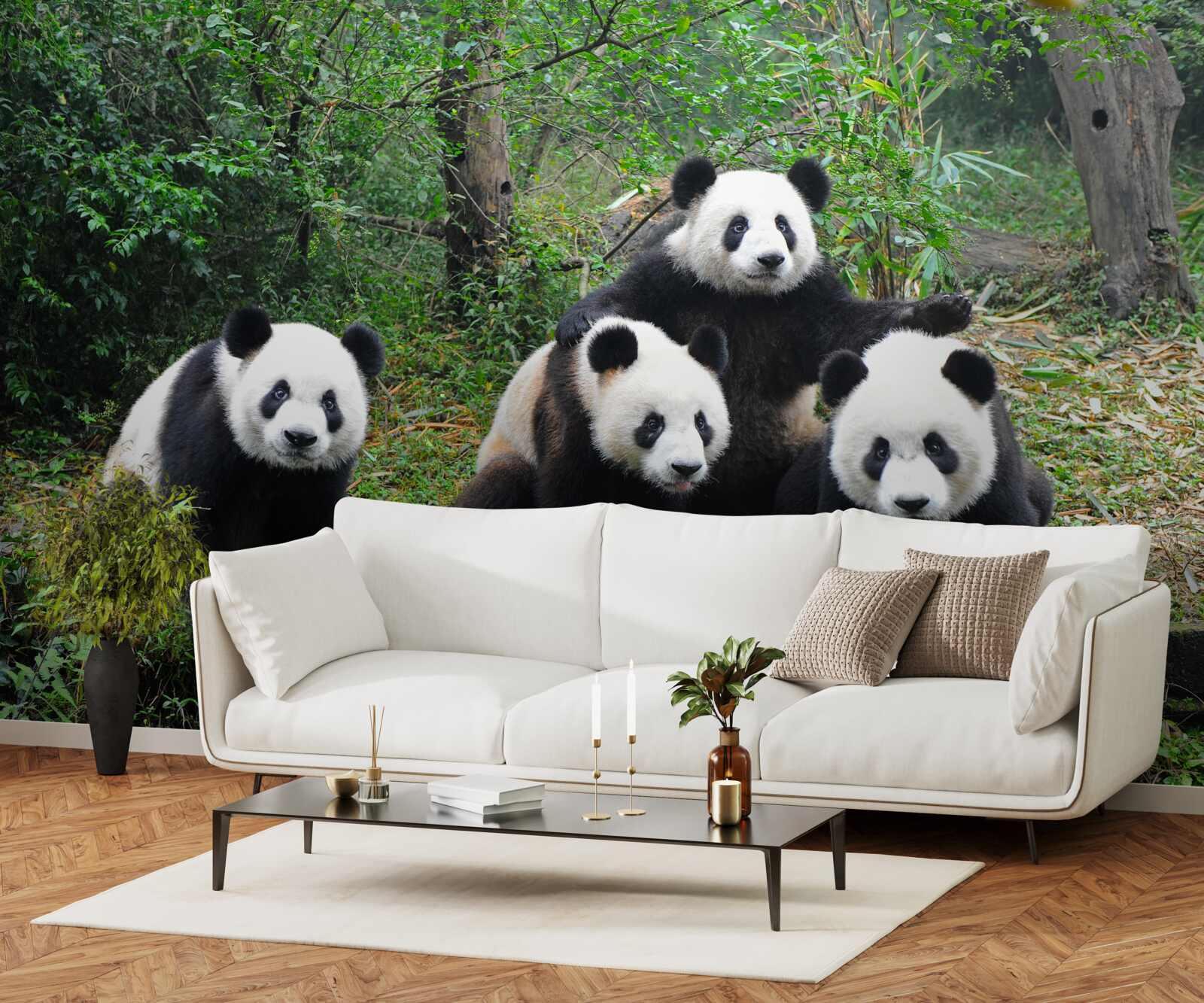 Fototapet o familie odihnitoare de panda adorabili