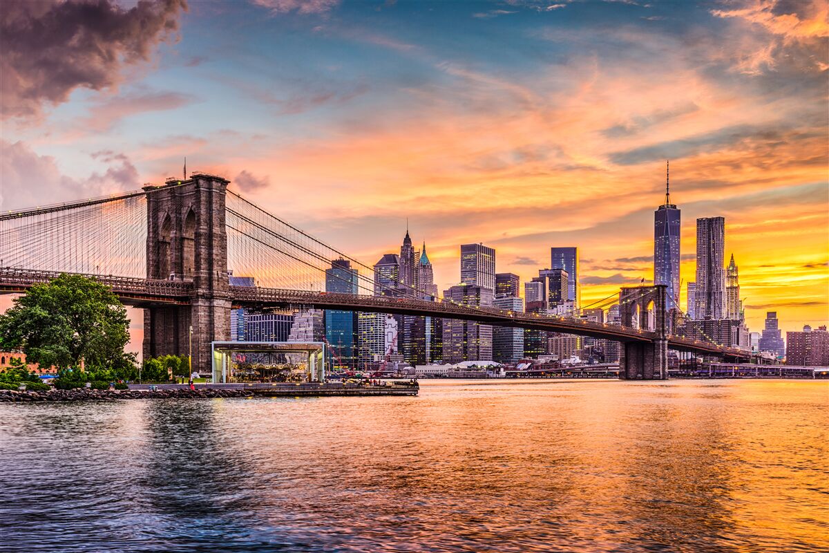 Fototapet Zori peste podul Brooklyn