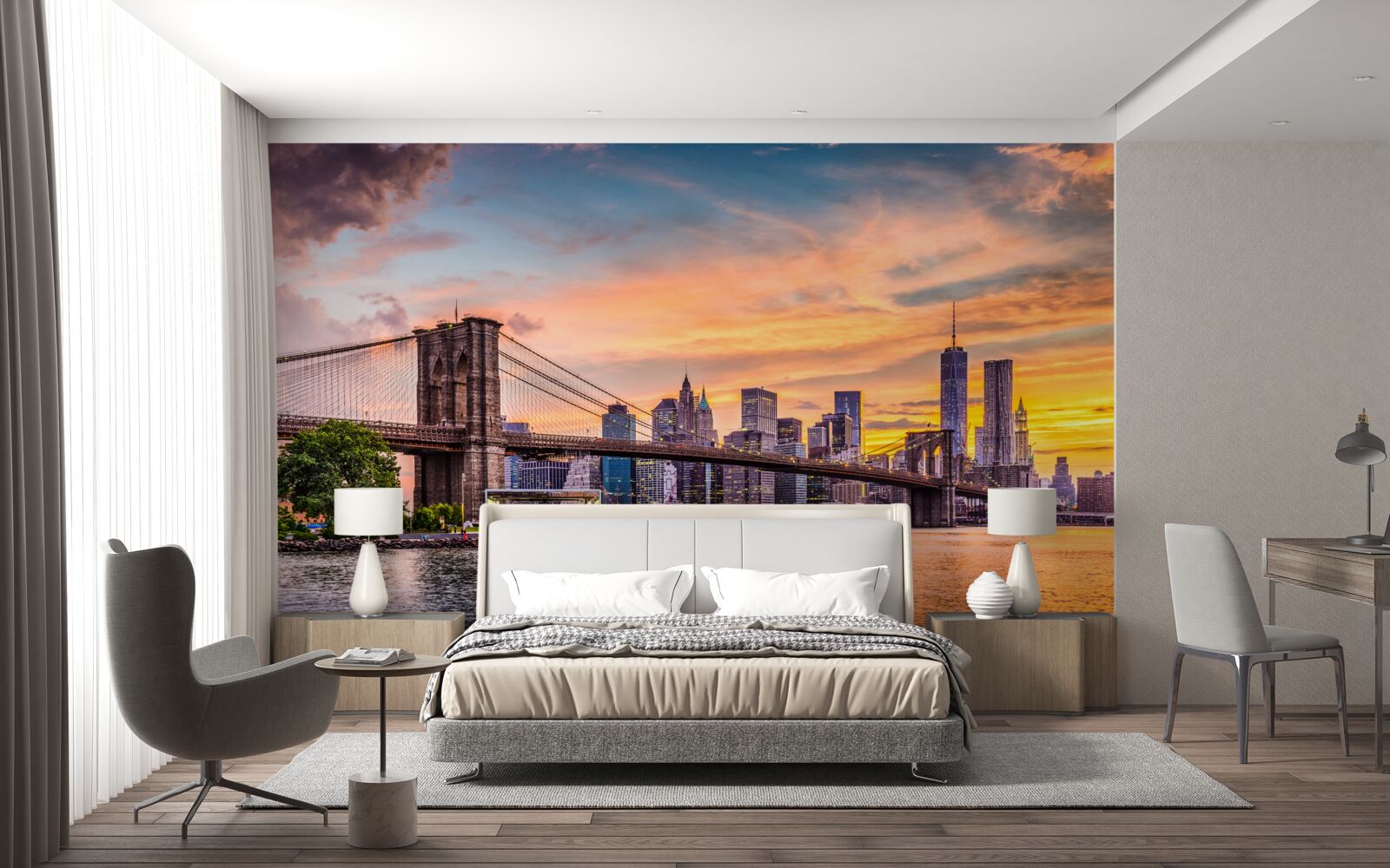 Fototapet Zori peste podul Brooklyn