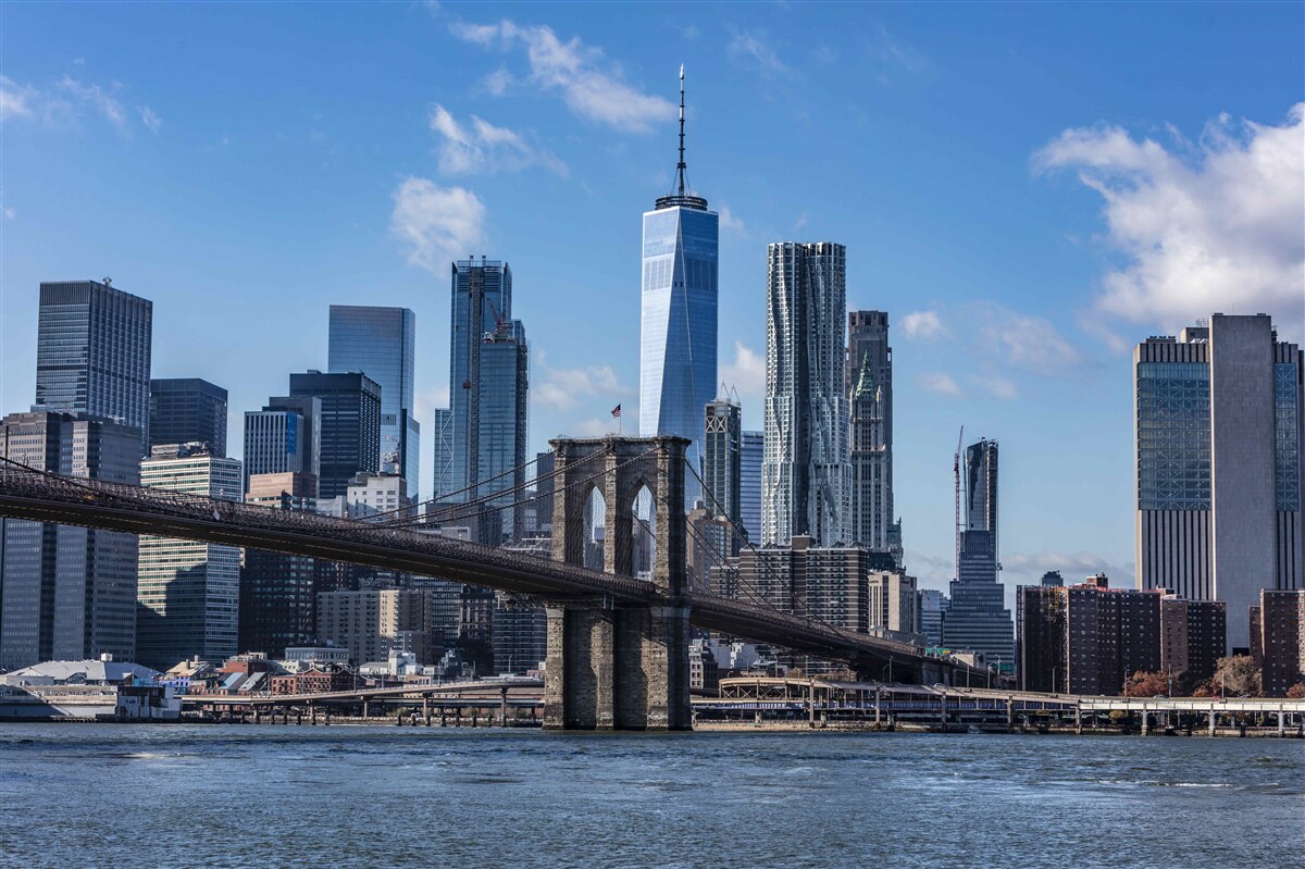 Fototapet vedere a orașului de pe podul Brooklyn