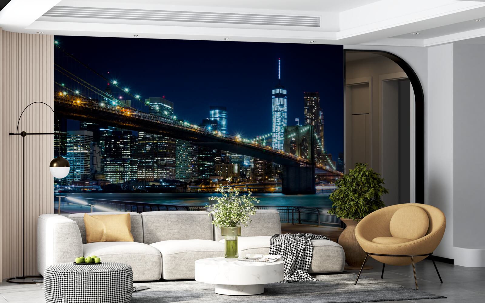 Fototapet zonele de legătură ale podului new york noaptea