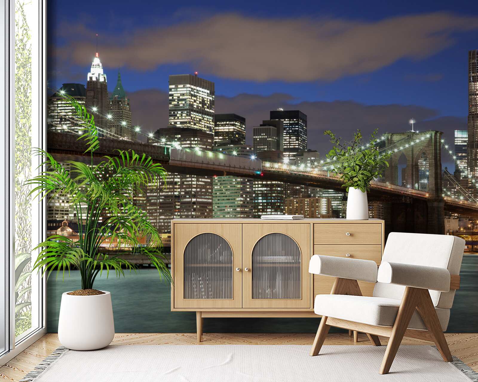 Fototapet podul brooklyn este scăldat în lumină