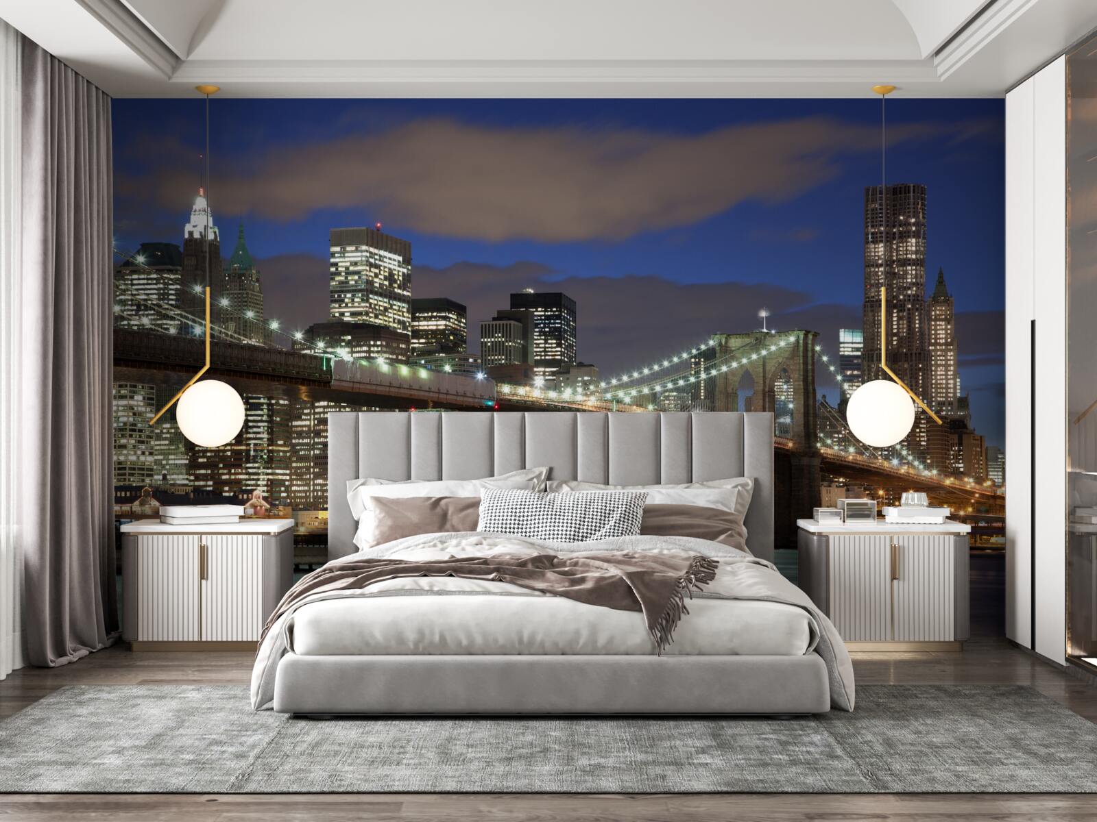 Fototapet podul brooklyn este scăldat în lumină