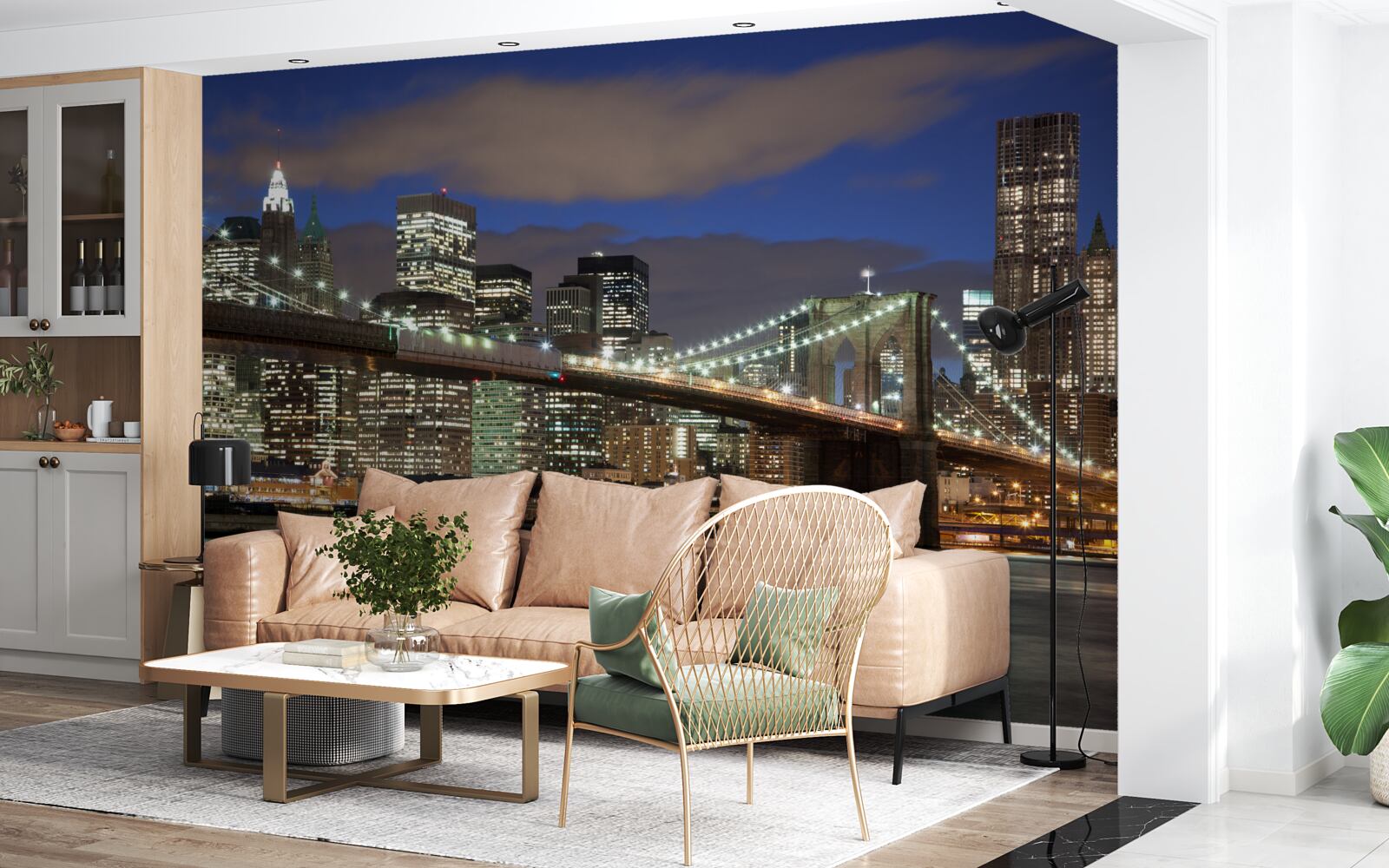 Fototapet podul brooklyn este scăldat în lumină