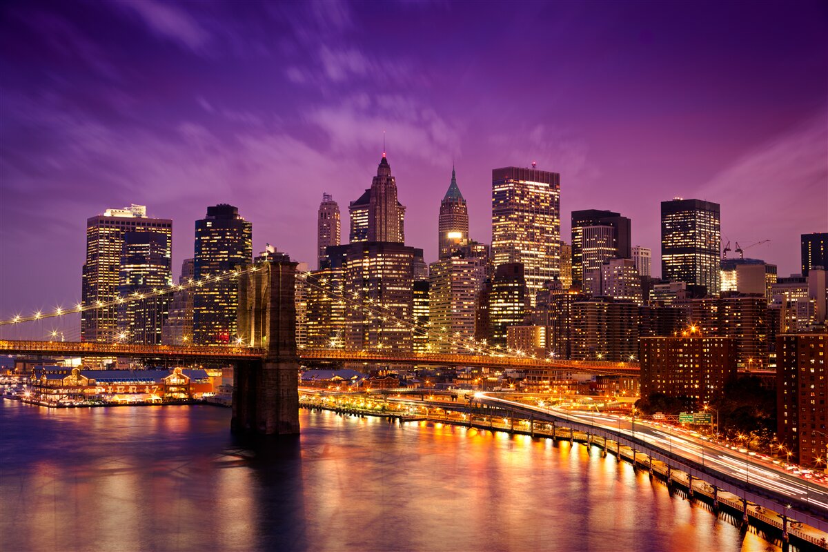 Fototapet linia de orizont a New York-ului noaptea