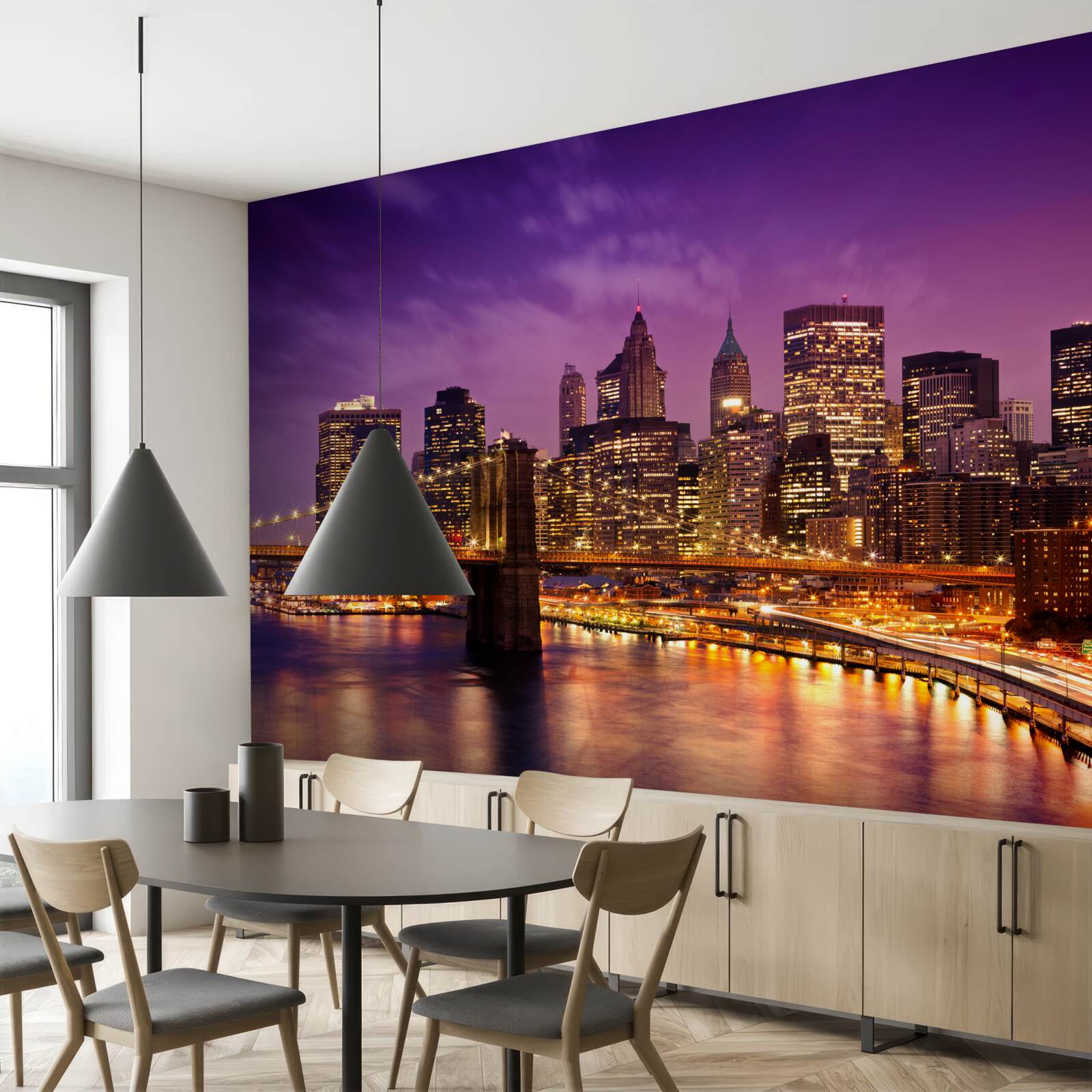 Fototapet linia de orizont a New York-ului noaptea