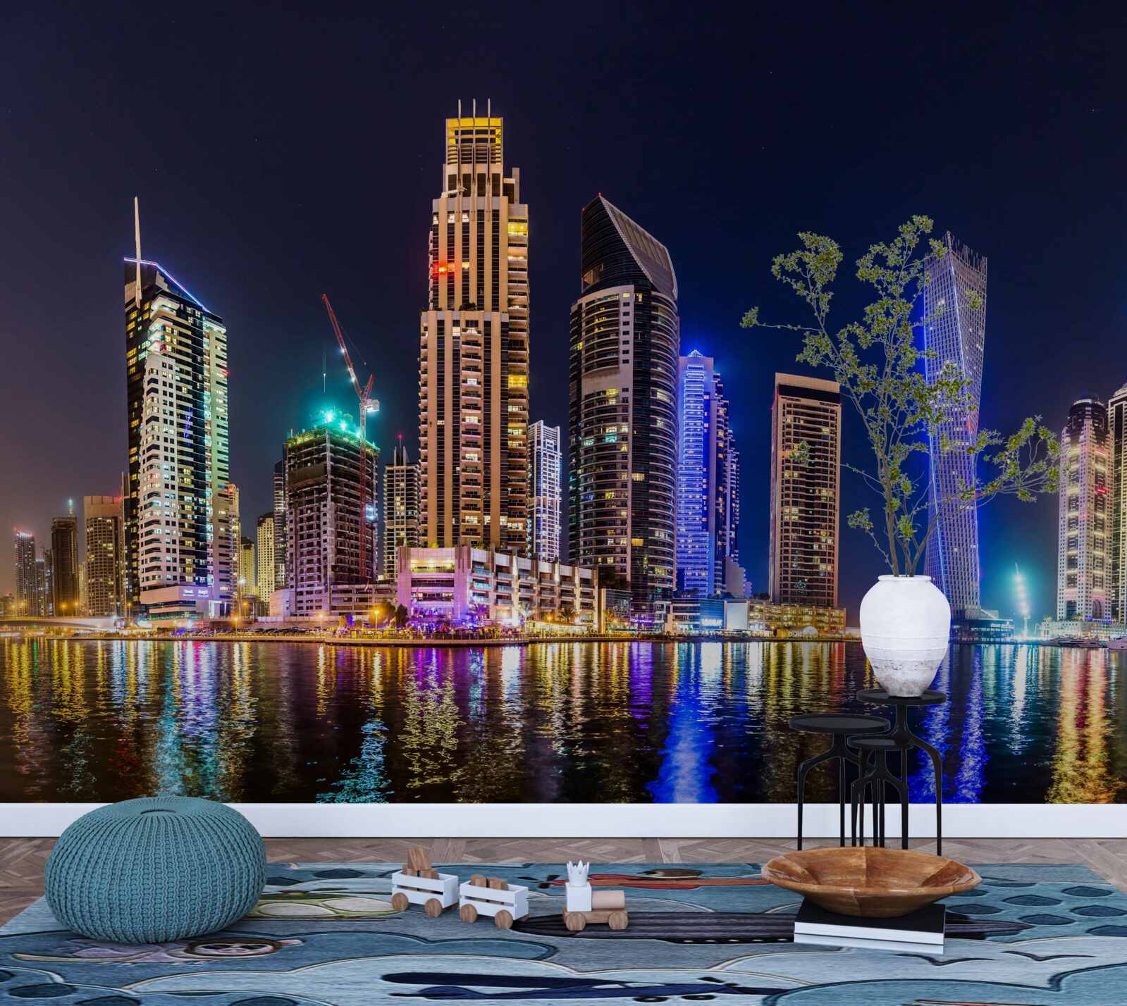 Fototapet o stradă de noapte fascinantă în dubai