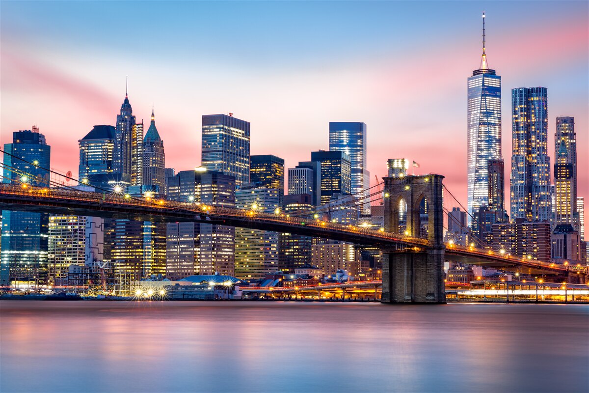 Fototapet podul brooklyn noaptea în new york