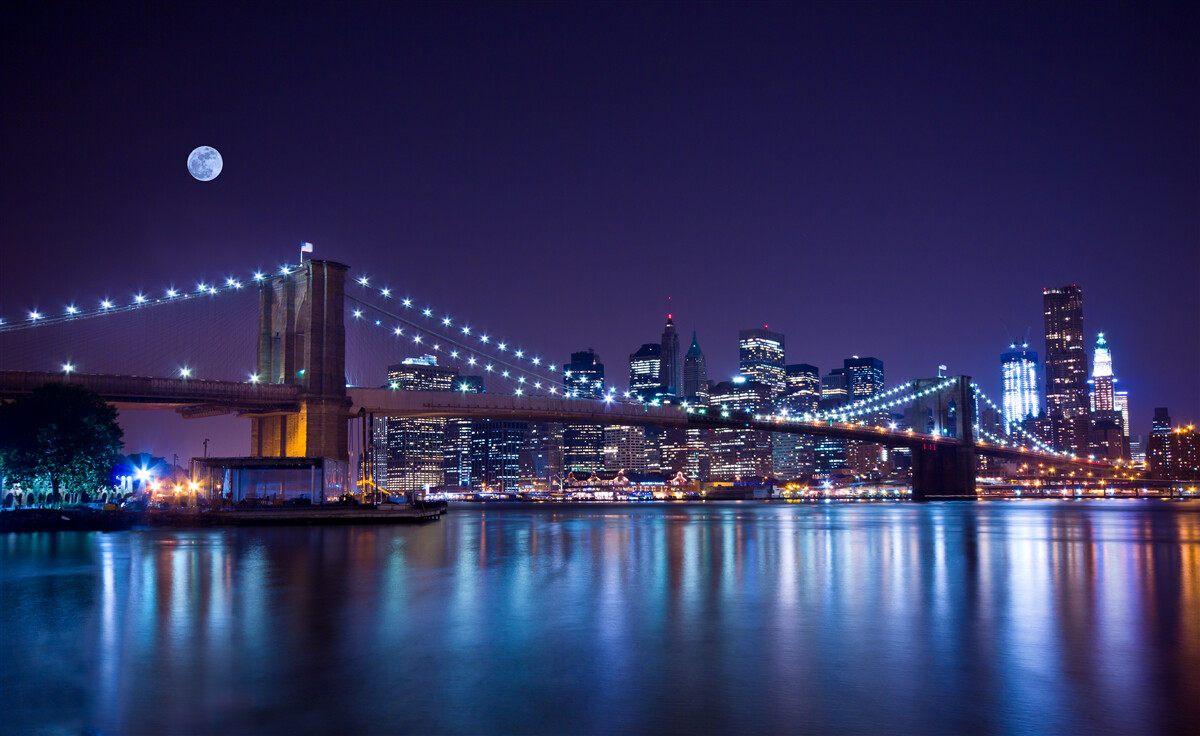 Fototapet frumusețea nocturnă a podului Brooklyn